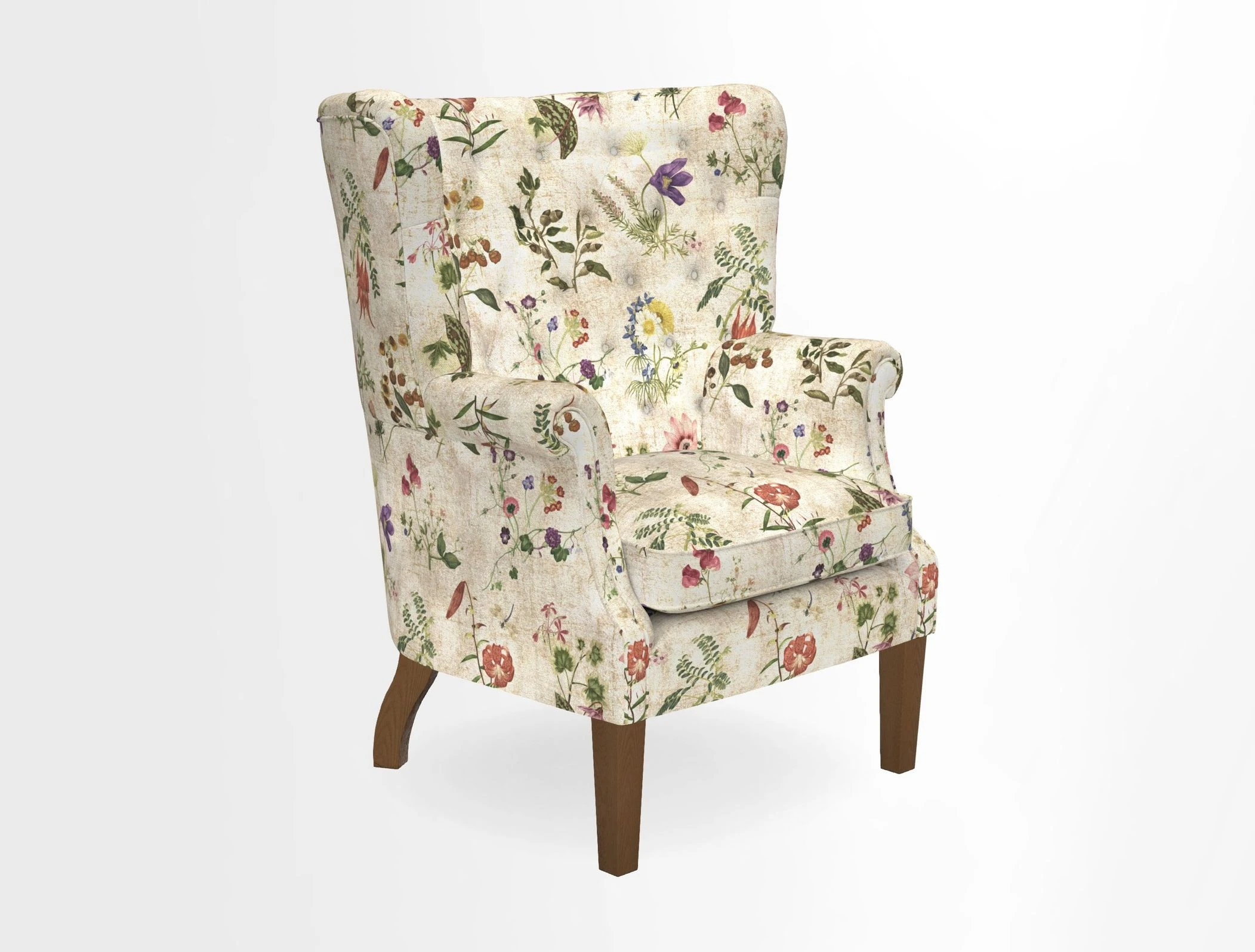 Whitewell Chair in RHS Collection Gertrude Jekyll Lattice Navy with Seat Back and Arms in Mohair Velvet Petrol