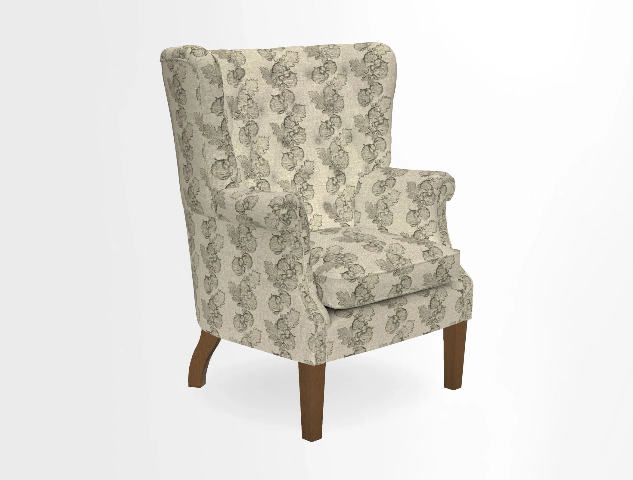 Whitewell Chair in RHS Collection Gertrude Jekyll Lattice Navy with Seat Back and Arms in Mohair Velvet Petrol