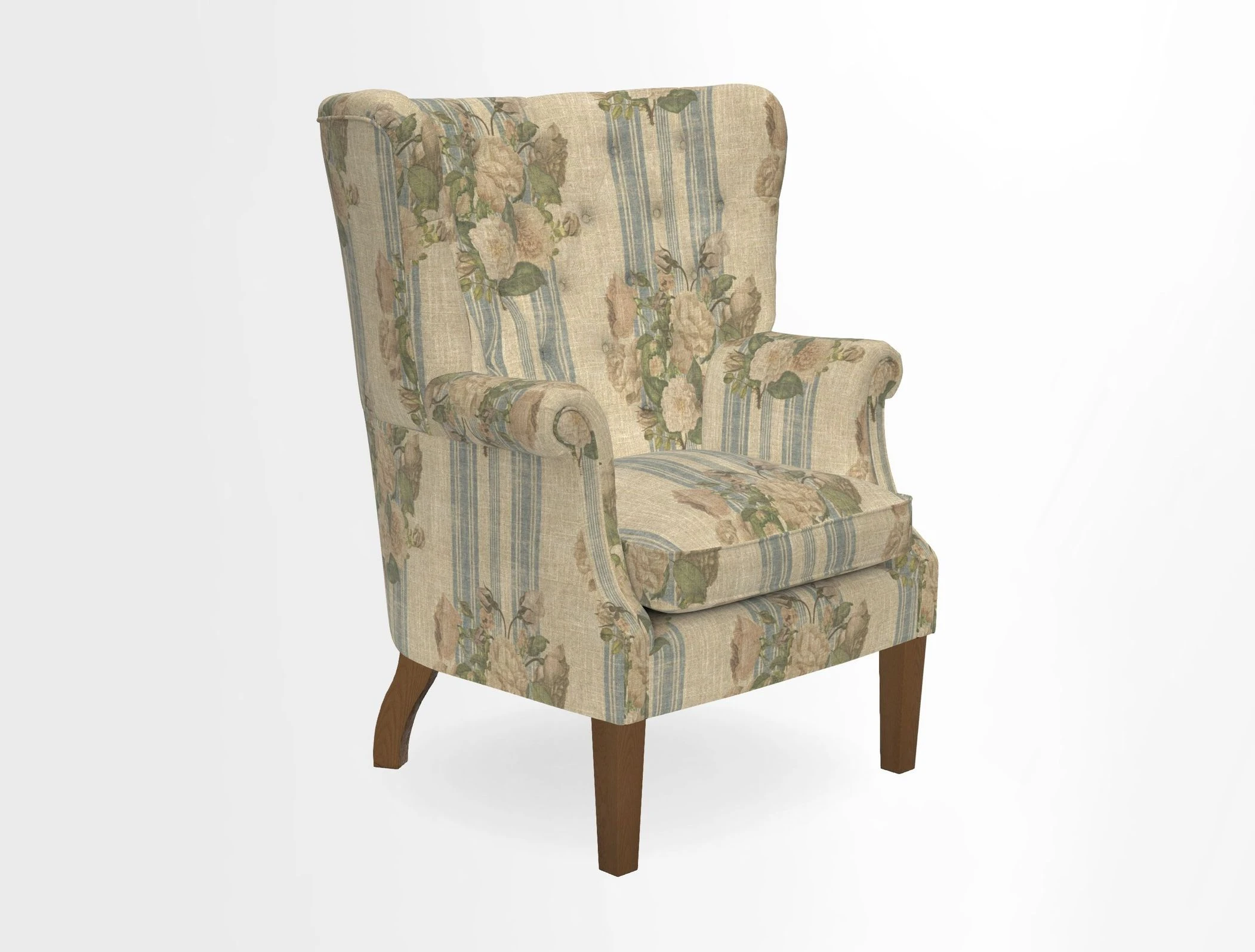 Whitewell Chair in RHS Collection Gertrude Jekyll Lattice Navy with Seat Back and Arms in Mohair Velvet Petrol