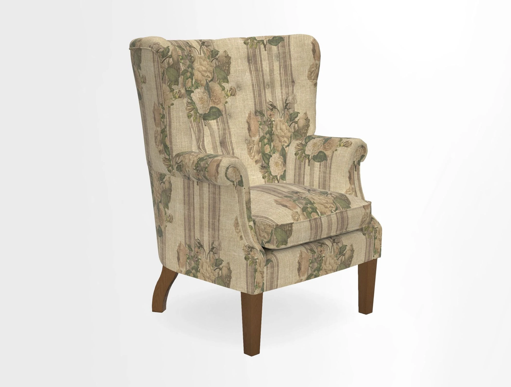 Whitewell Chair in RHS Collection Gertrude Jekyll Lattice Navy with Seat Back and Arms in Mohair Velvet Petrol