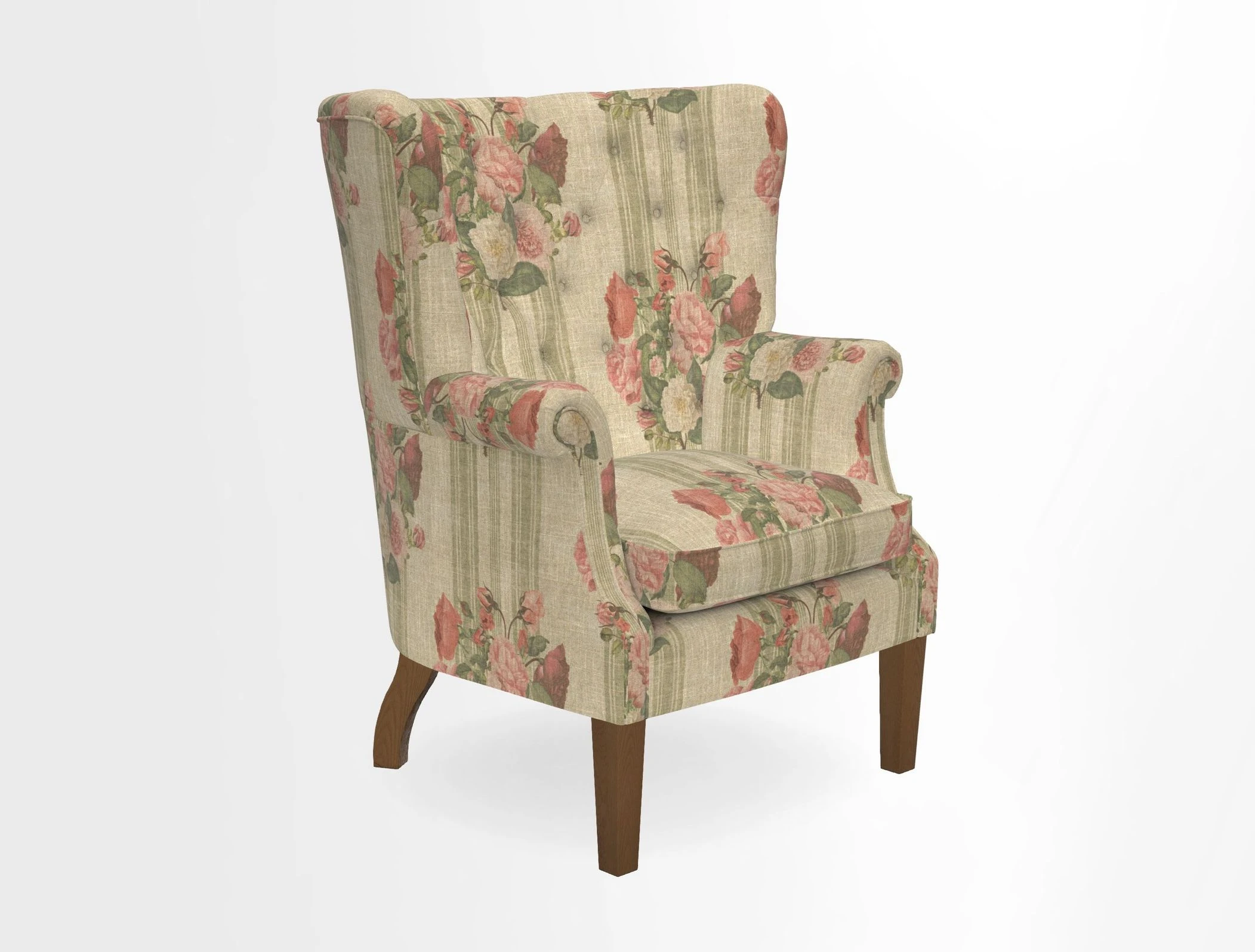 Whitewell Chair in RHS Collection Gertrude Jekyll Lattice Navy with Seat Back and Arms in Mohair Velvet Petrol