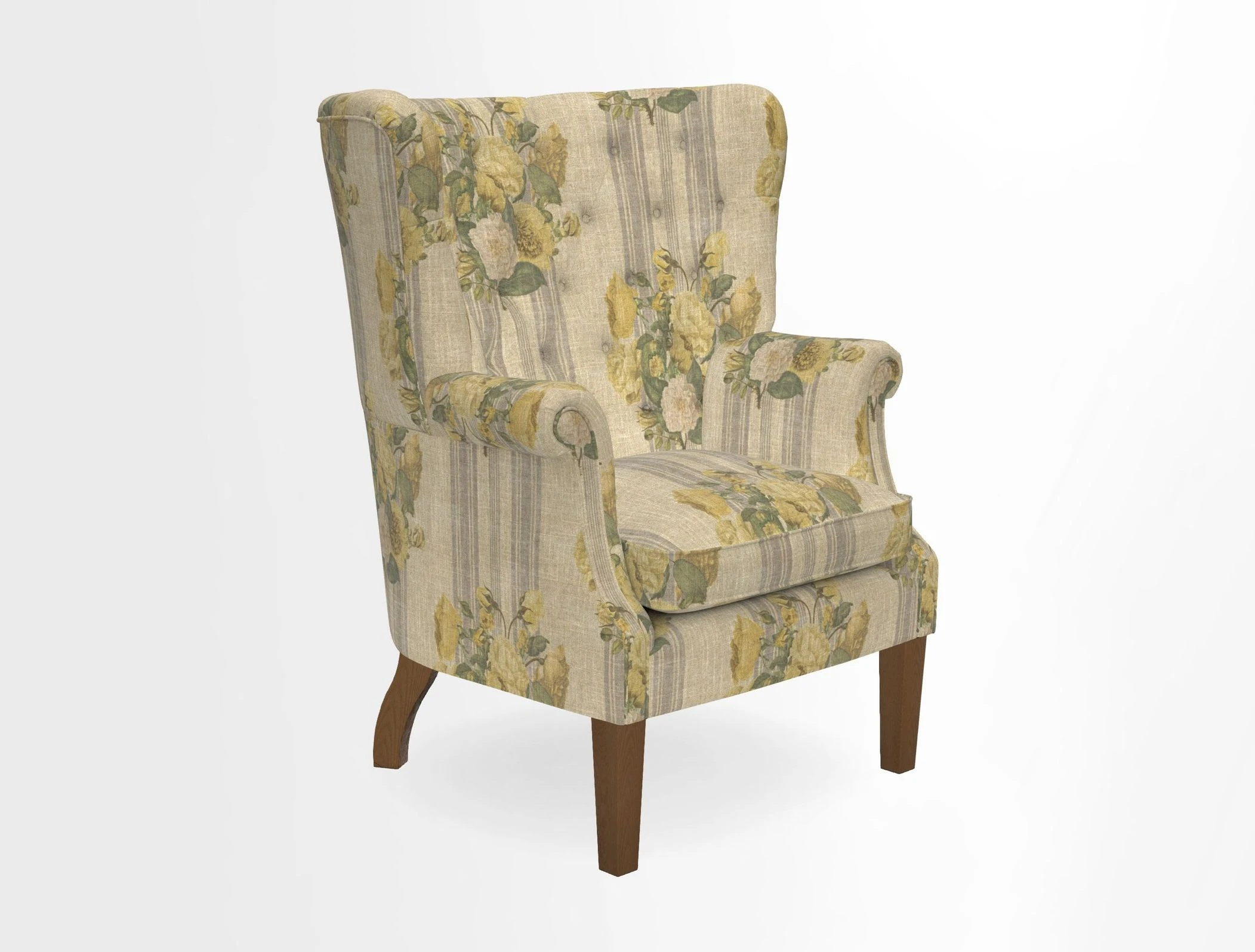 Whitewell Chair in RHS Collection Gertrude Jekyll Lattice Navy with Seat Back and Arms in Mohair Velvet Petrol
