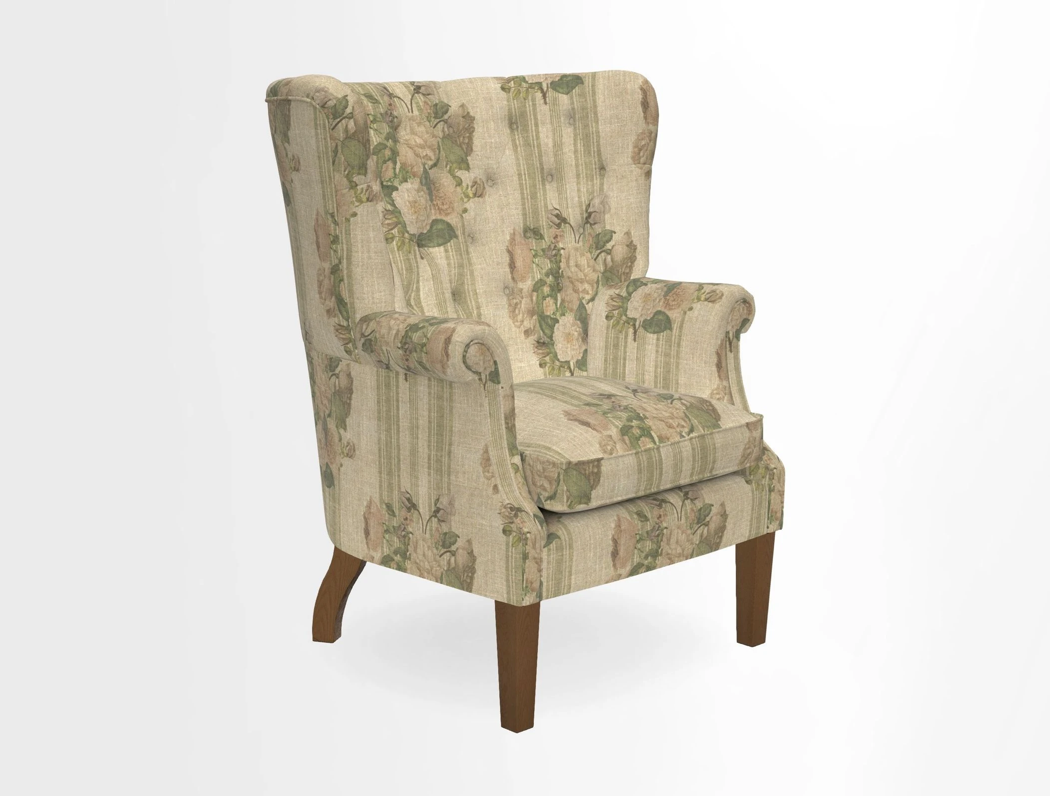 Whitewell Chair in RHS Collection Gertrude Jekyll Lattice Navy with Seat Back and Arms in Mohair Velvet Petrol