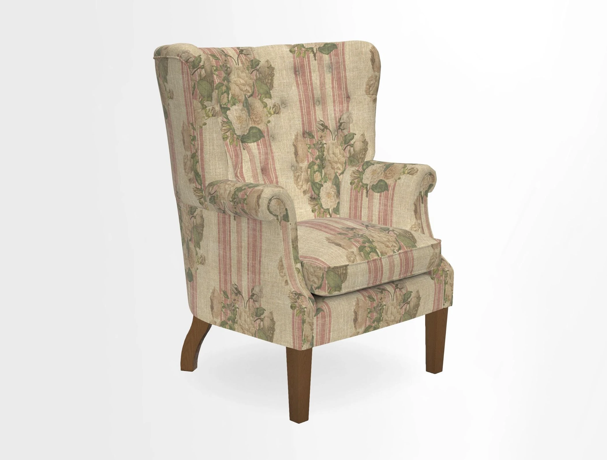 Whitewell Chair in RHS Collection Gertrude Jekyll Lattice Navy with Seat Back and Arms in Mohair Velvet Petrol