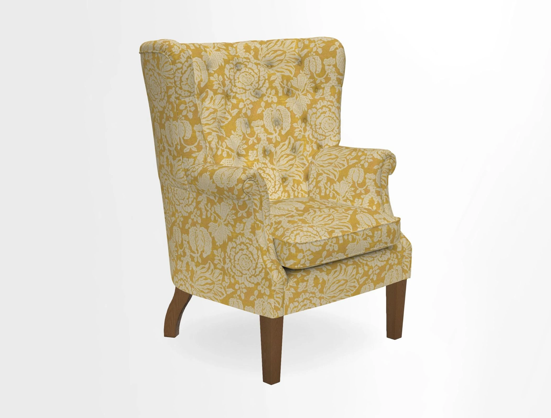 Whitewell Chair in RHS Collection Gertrude Jekyll Lattice Navy with Seat Back and Arms in Mohair Velvet Petrol