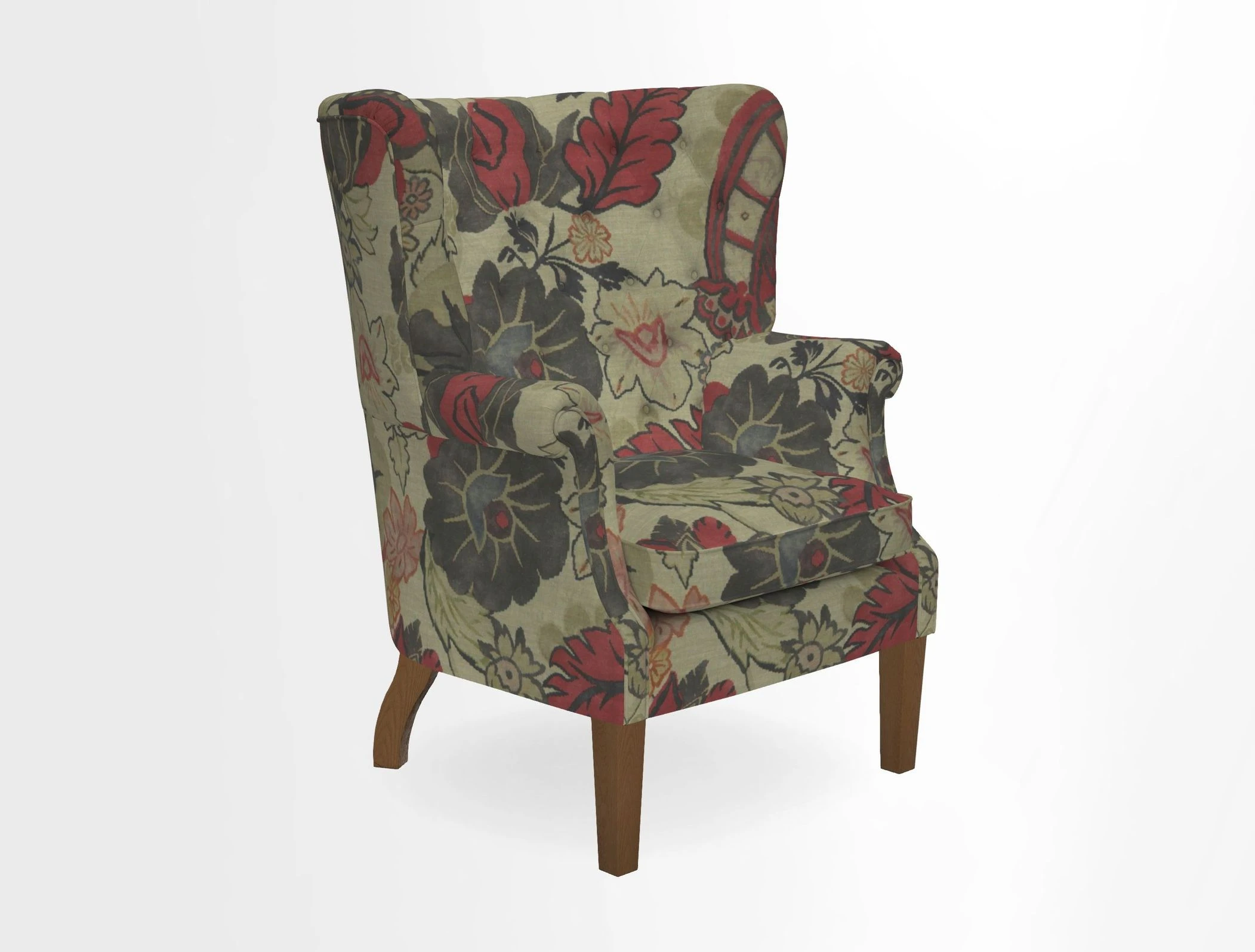 Whitewell Chair in RHS Collection Gertrude Jekyll Lattice Navy with Seat Back and Arms in Mohair Velvet Petrol