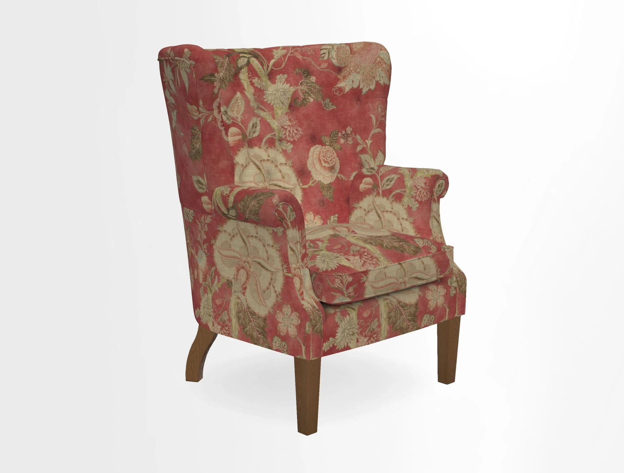 Whitewell Chair in RHS Collection Gertrude Jekyll Lattice Navy with Seat Back and Arms in Mohair Velvet Petrol