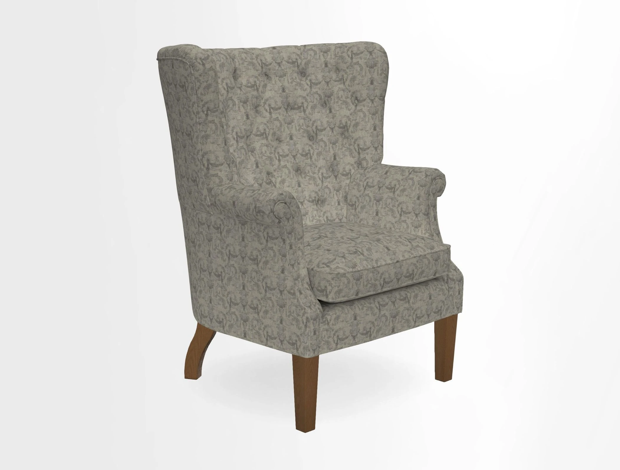 Whitewell Chair in RHS Collection Gertrude Jekyll Lattice Navy with Seat Back and Arms in Mohair Velvet Petrol