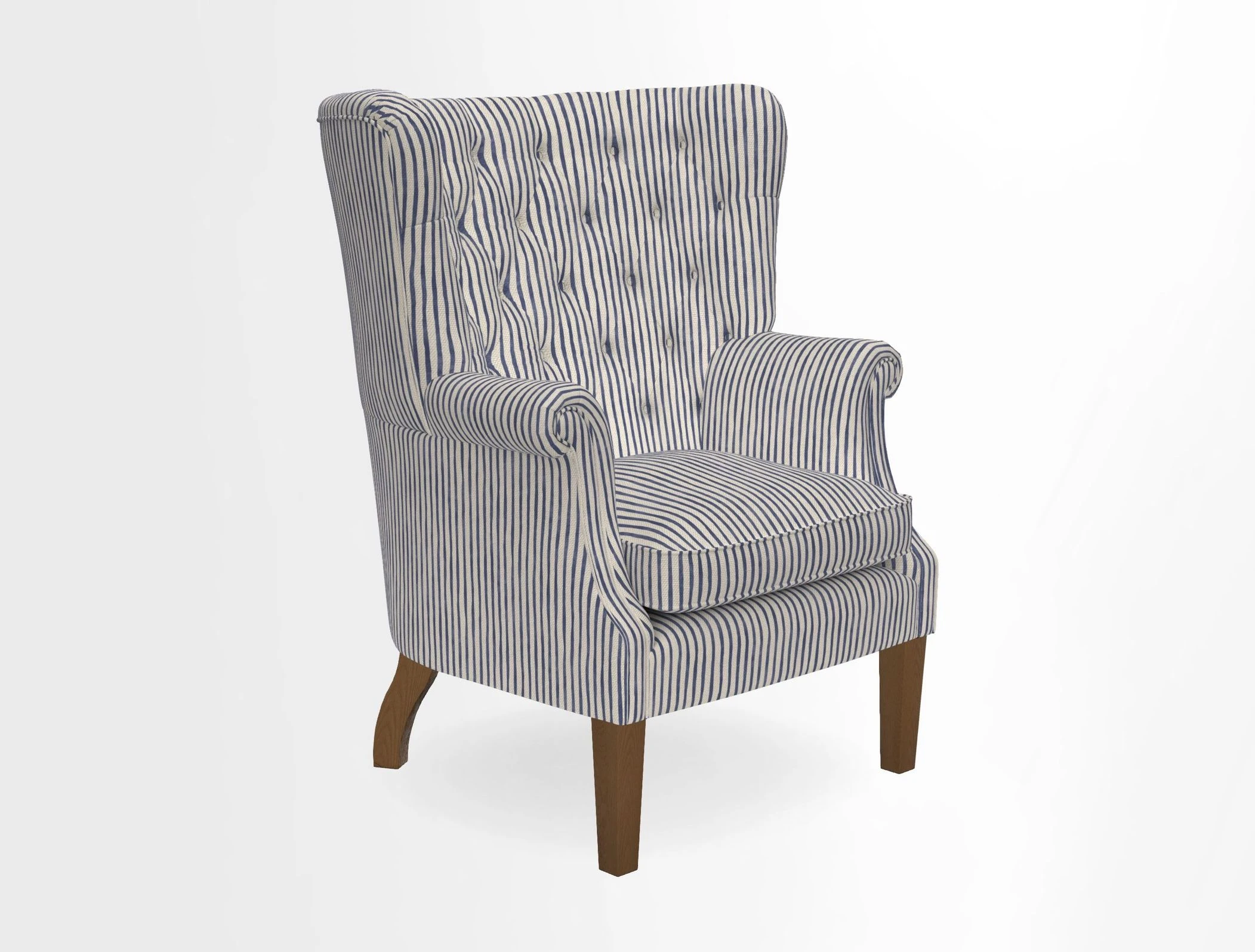 Whitewell Chair in RHS Collection Gertrude Jekyll Lattice Navy with Seat Back and Arms in Mohair Velvet Petrol