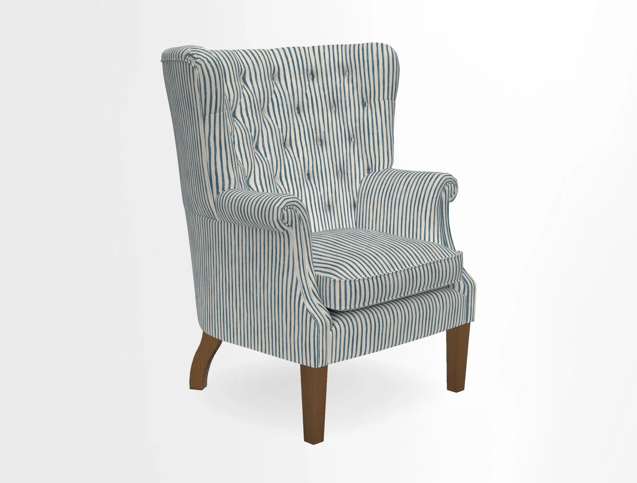 Whitewell Chair in RHS Collection Gertrude Jekyll Lattice Navy with Seat Back and Arms in Mohair Velvet Petrol