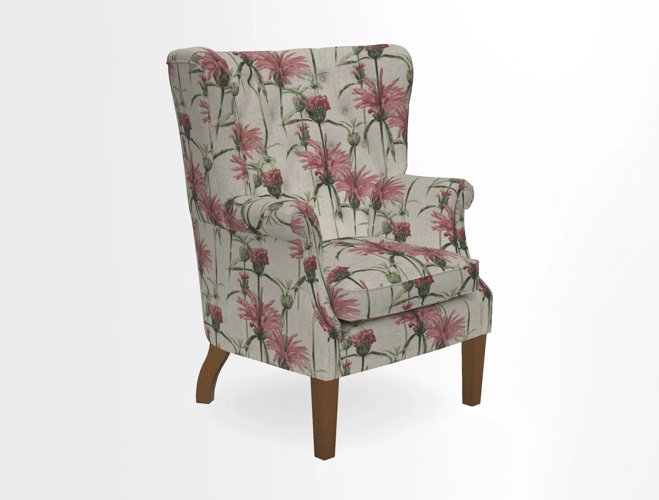 Whitewell Chair in RHS Collection Gertrude Jekyll Lattice Navy with Seat Back and Arms in Mohair Velvet Petrol