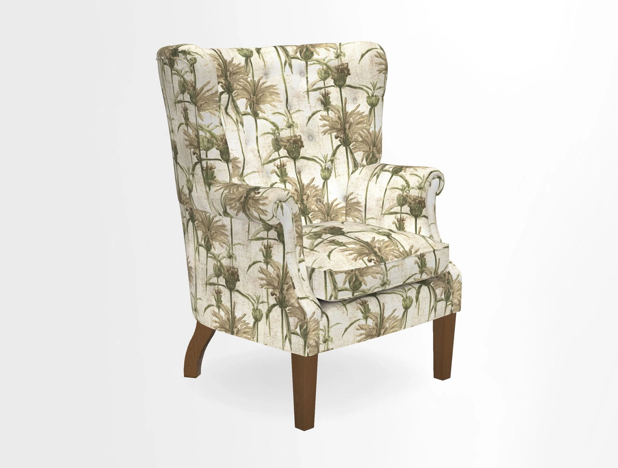 Whitewell Chair in RHS Collection Gertrude Jekyll Lattice Navy with Seat Back and Arms in Mohair Velvet Petrol