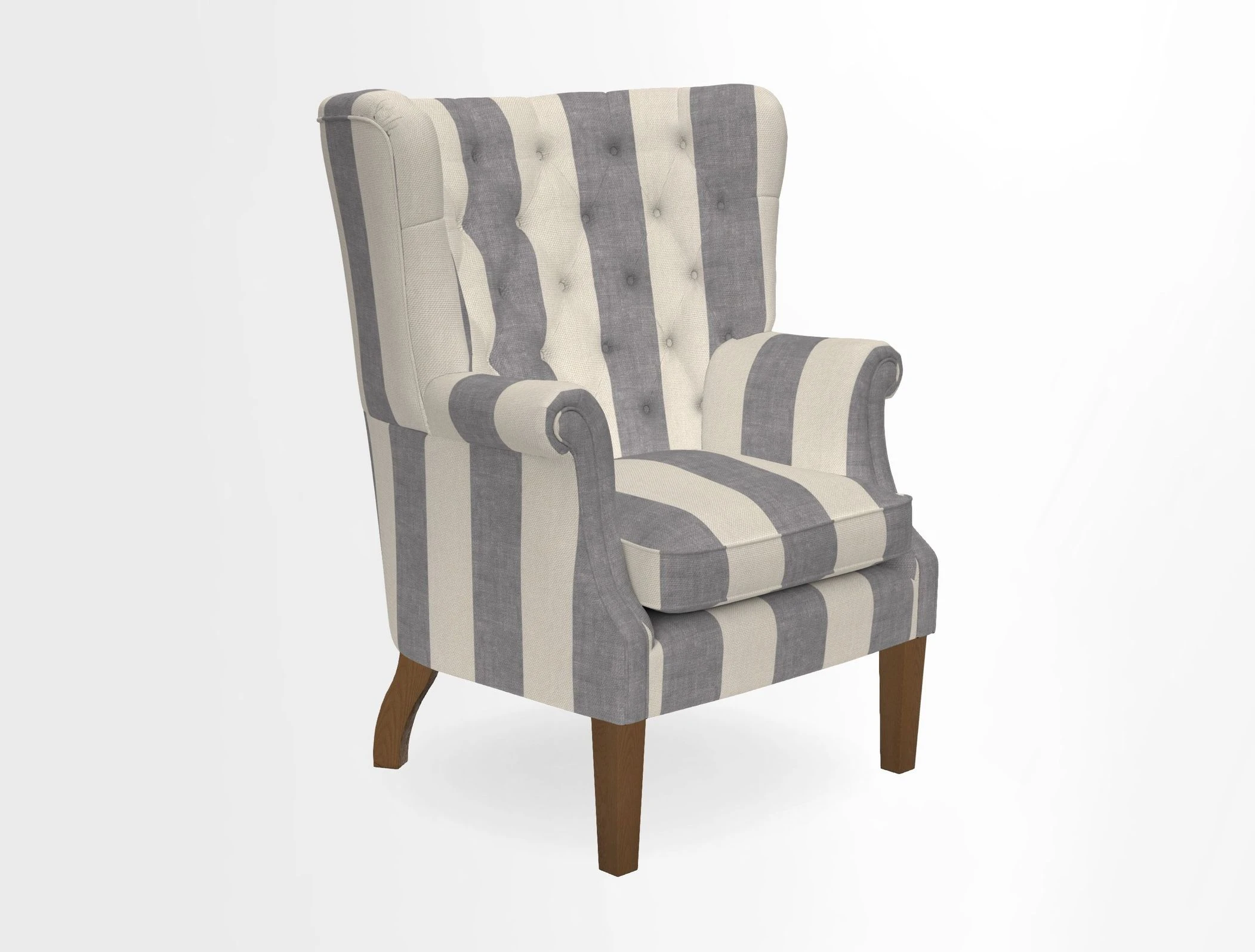 Whitewell Chair in RHS Collection Gertrude Jekyll Lattice Navy with Seat Back and Arms in Mohair Velvet Petrol