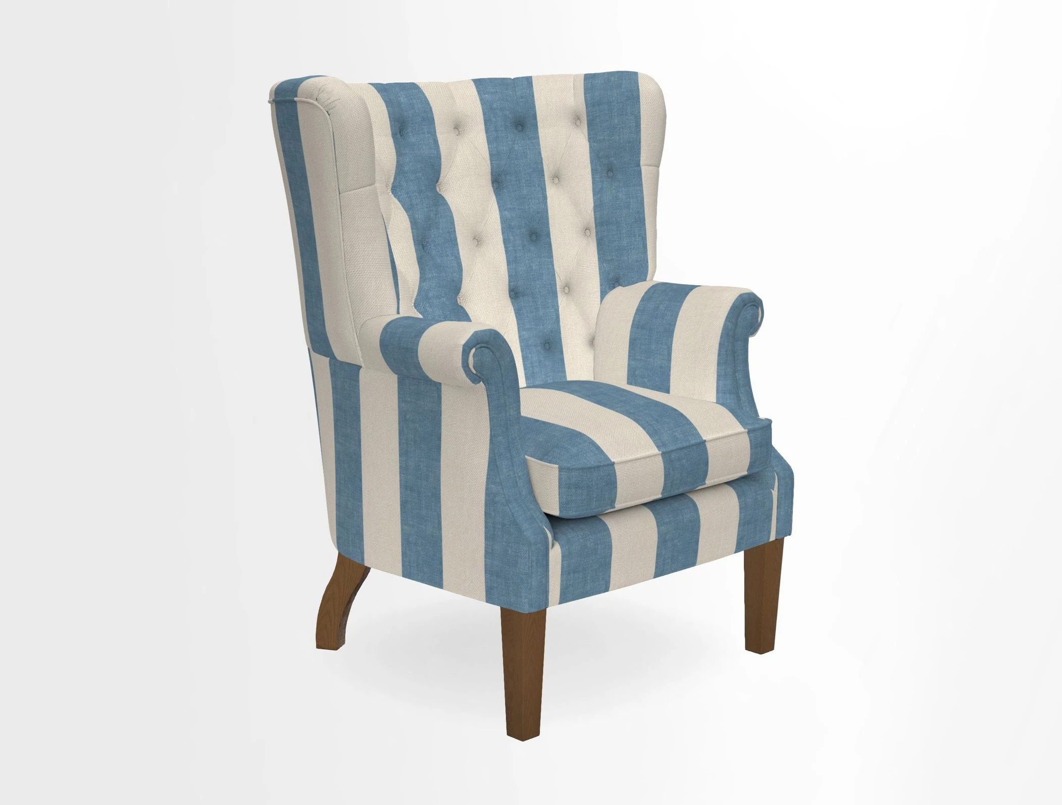 Whitewell Chair in RHS Collection Gertrude Jekyll Lattice Navy with Seat Back and Arms in Mohair Velvet Petrol