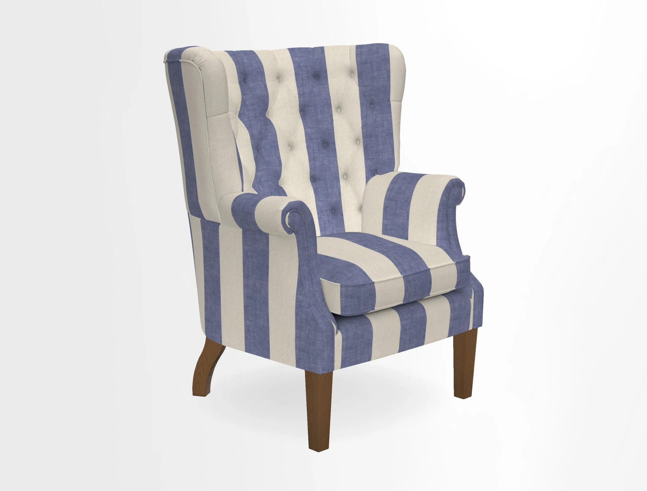 Whitewell Chair in RHS Collection Gertrude Jekyll Lattice Navy with Seat Back and Arms in Mohair Velvet Petrol