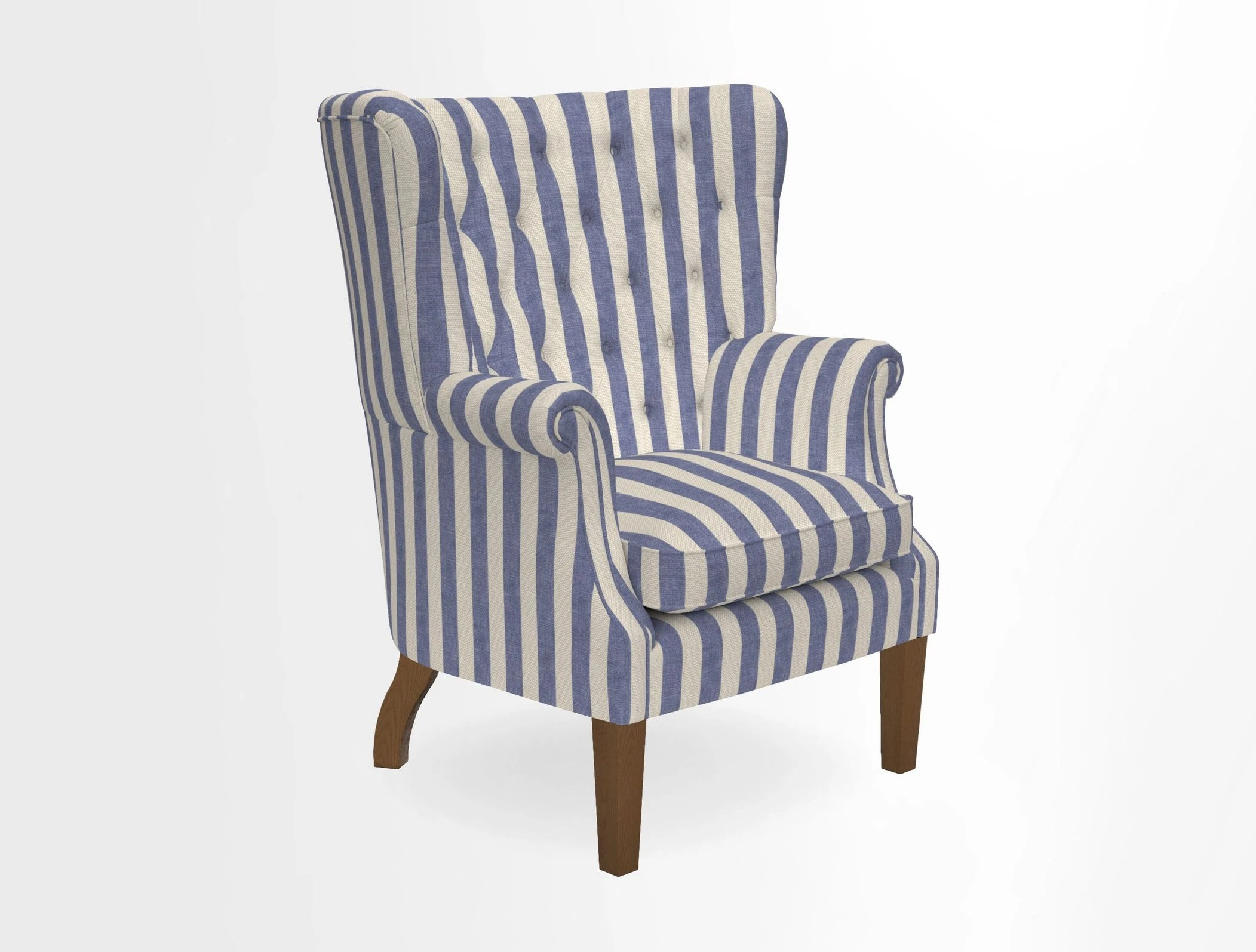 Whitewell Chair in RHS Collection Gertrude Jekyll Lattice Navy with Seat Back and Arms in Mohair Velvet Petrol