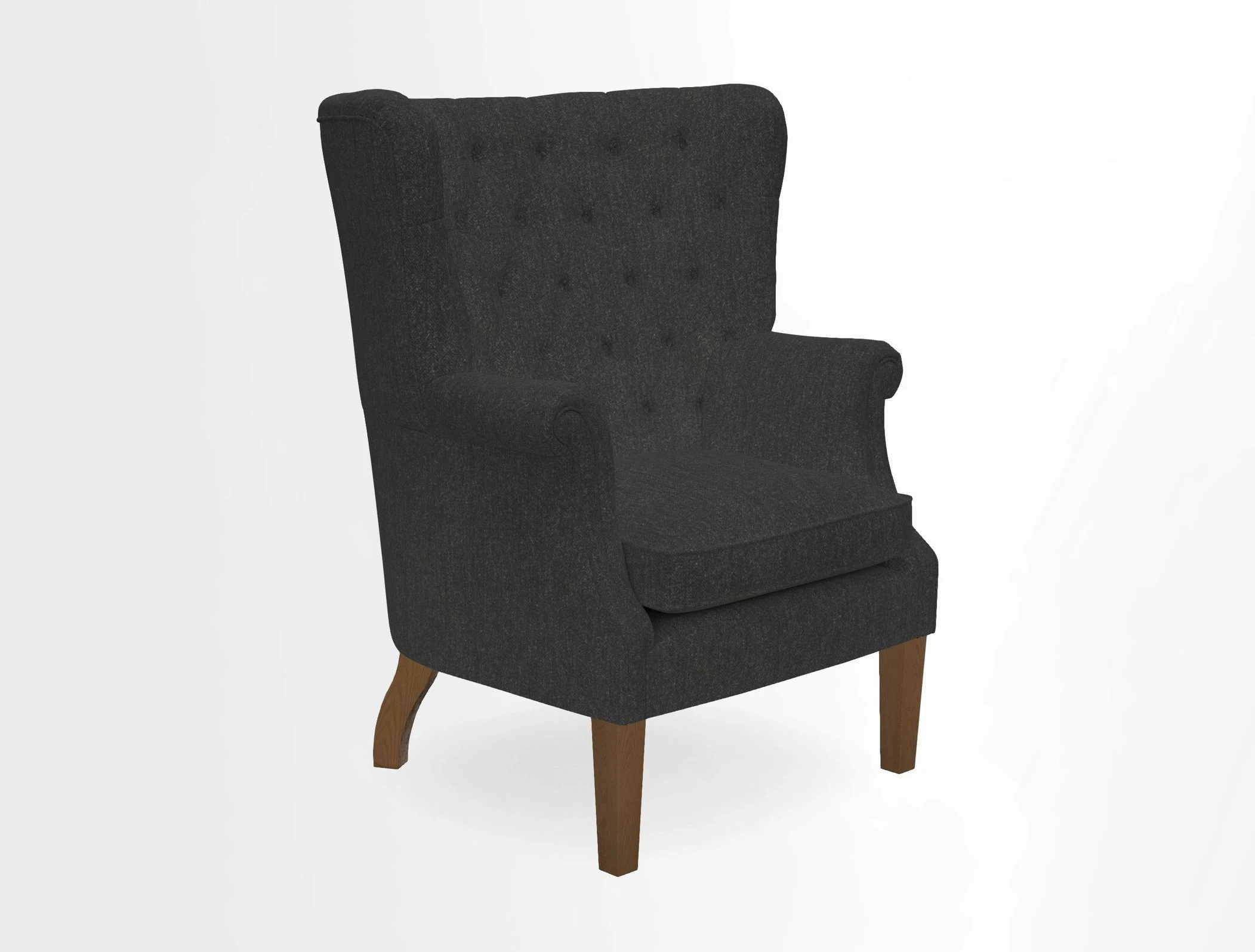 Whitewell Chair in RHS Collection Gertrude Jekyll Lattice Navy with Seat Back and Arms in Mohair Velvet Petrol