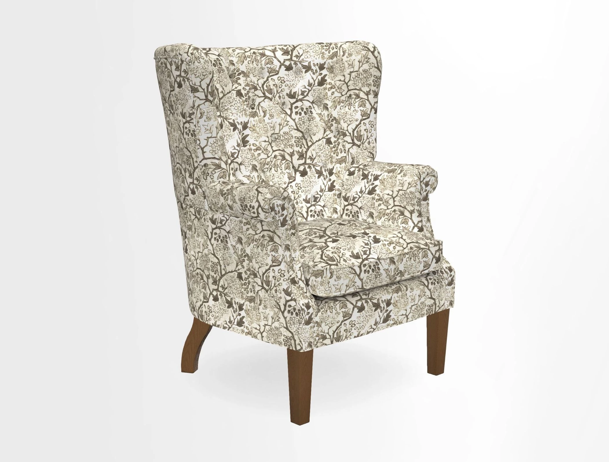 Whitewell Chair in RHS Collection Gertrude Jekyll Lattice Navy with Seat Back and Arms in Mohair Velvet Petrol