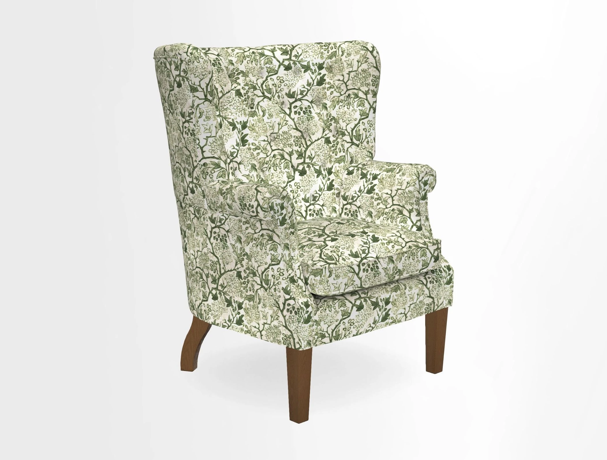 Whitewell Chair in RHS Collection Gertrude Jekyll Lattice Navy with Seat Back and Arms in Mohair Velvet Petrol