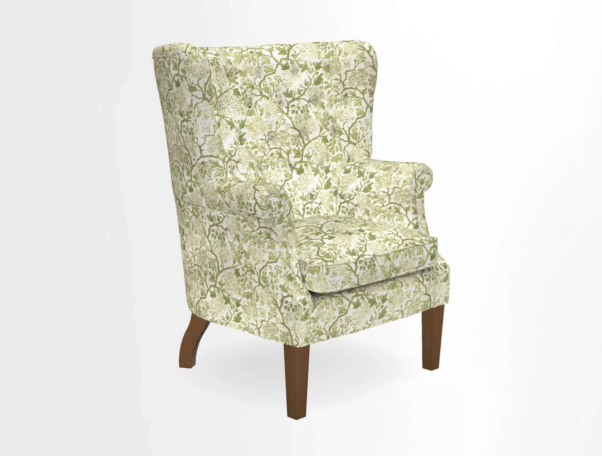 Whitewell Chair in RHS Collection Gertrude Jekyll Lattice Navy with Seat Back and Arms in Mohair Velvet Petrol