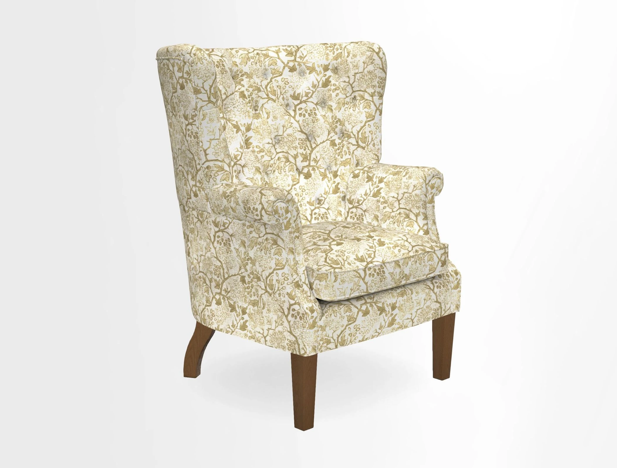 Whitewell Chair in RHS Collection Gertrude Jekyll Lattice Navy with Seat Back and Arms in Mohair Velvet Petrol