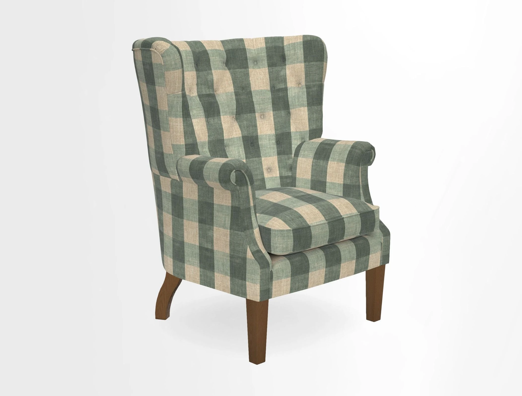 Whitewell Chair in RHS Collection Gertrude Jekyll Lattice Navy with Seat Back and Arms in Mohair Velvet Petrol