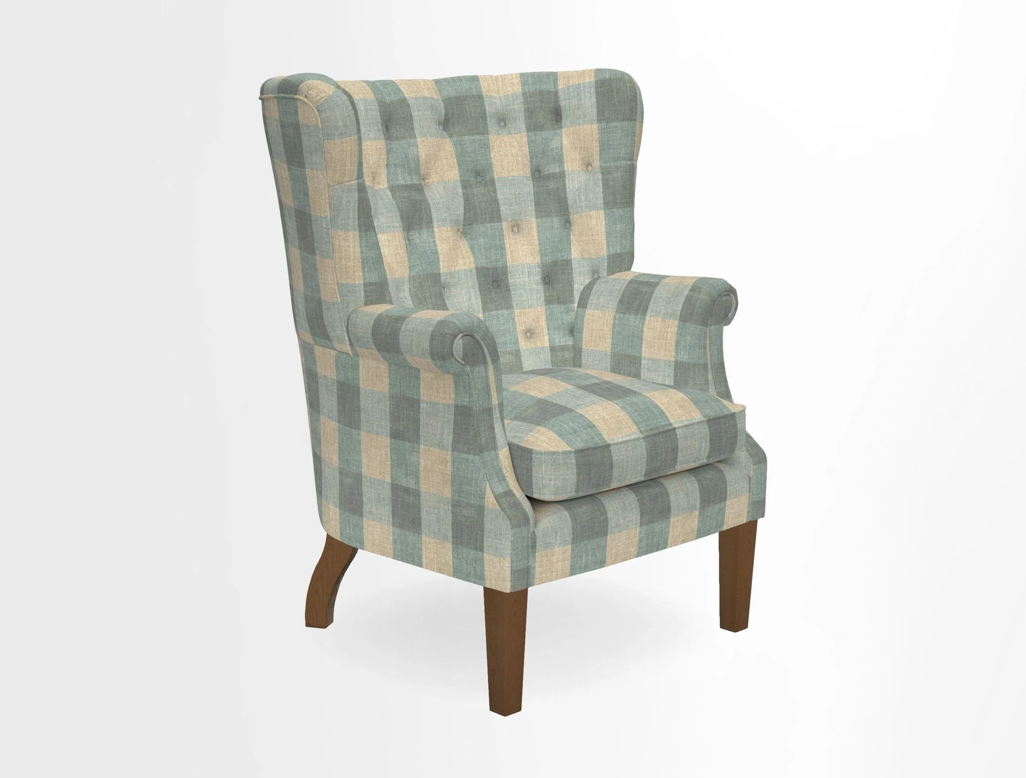 Whitewell Chair in RHS Collection Gertrude Jekyll Lattice Navy with Seat Back and Arms in Mohair Velvet Petrol