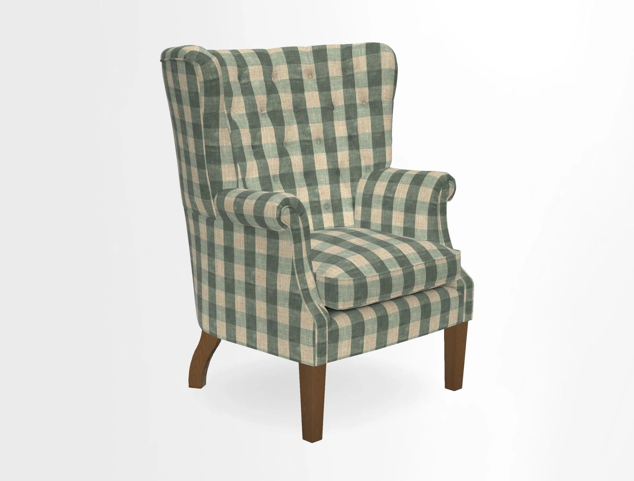 Whitewell Chair in RHS Collection Gertrude Jekyll Lattice Navy with Seat Back and Arms in Mohair Velvet Petrol