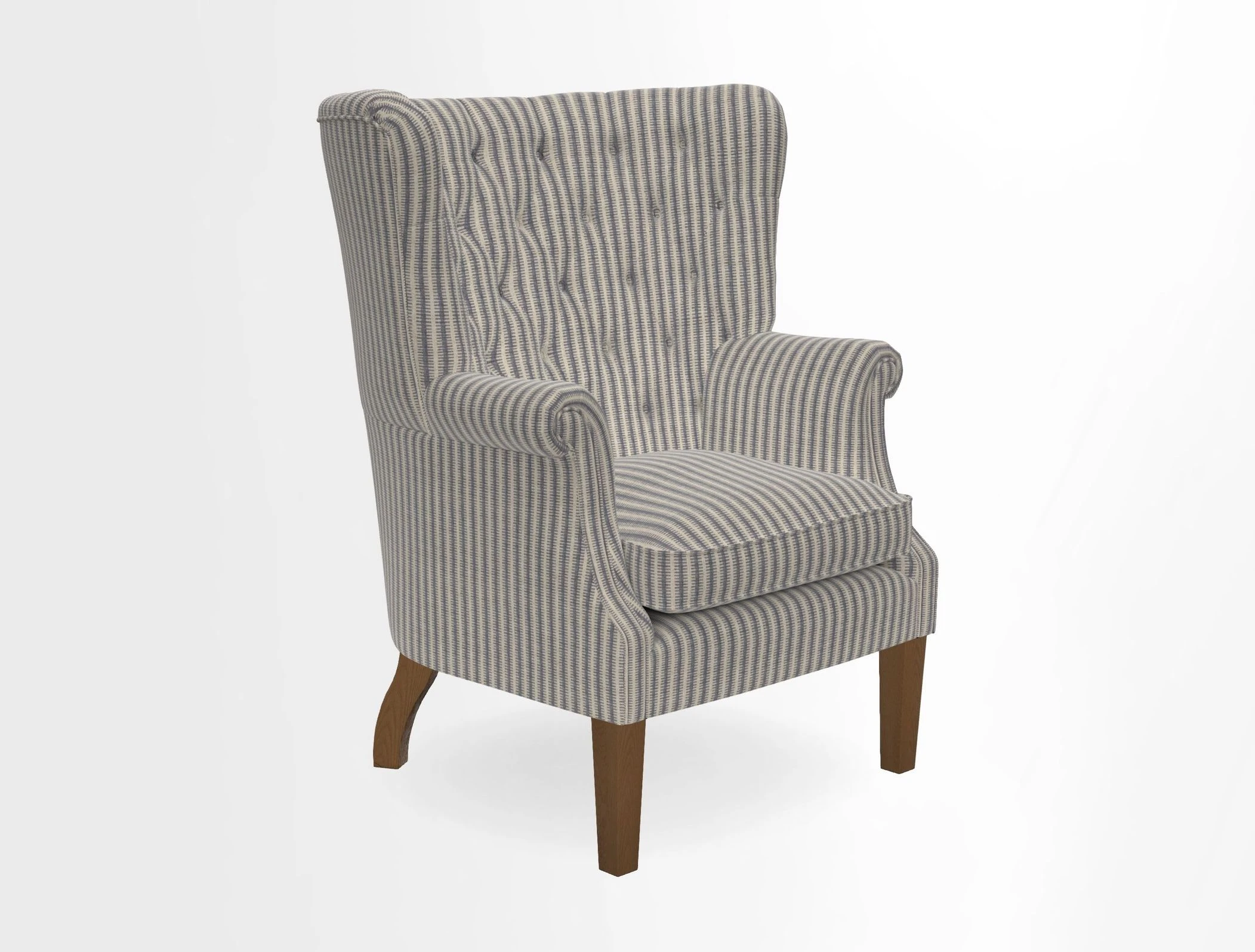 Whitewell Chair in RHS Collection Gertrude Jekyll Lattice Navy with Seat Back and Arms in Mohair Velvet Petrol