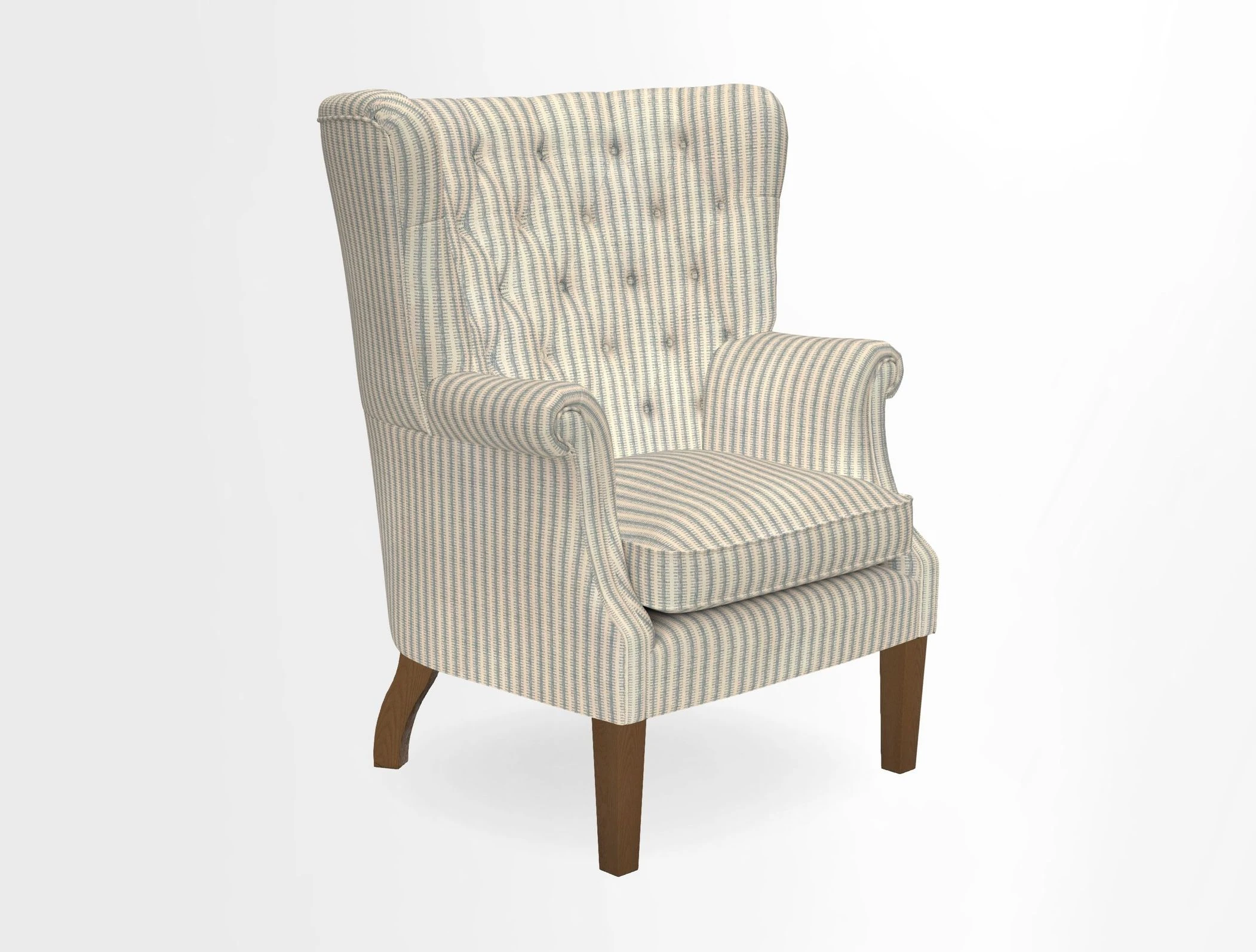 Whitewell Chair in RHS Collection Gertrude Jekyll Lattice Navy with Seat Back and Arms in Mohair Velvet Petrol