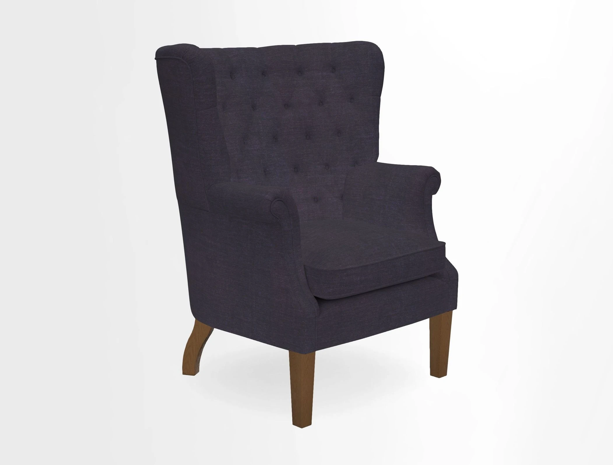 Whitewell Chair in RHS Collection Gertrude Jekyll Lattice Navy with Seat Back and Arms in Mohair Velvet Petrol