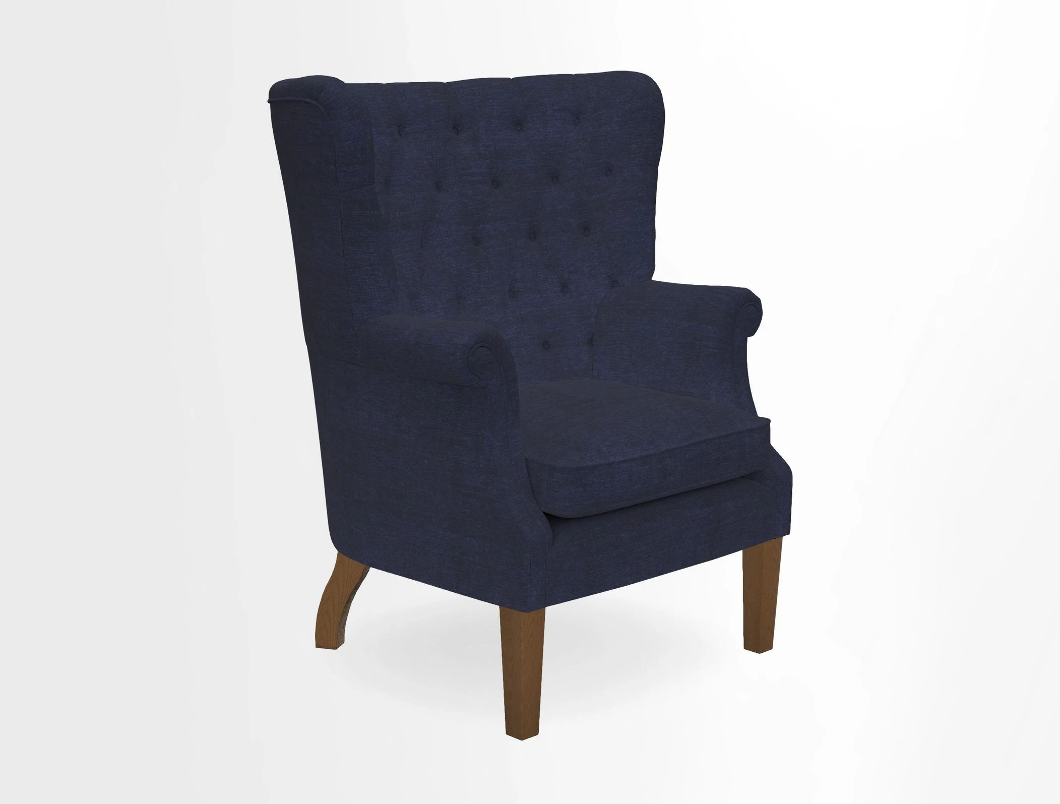 Whitewell Chair in RHS Collection Gertrude Jekyll Lattice Navy with Seat Back and Arms in Mohair Velvet Petrol
