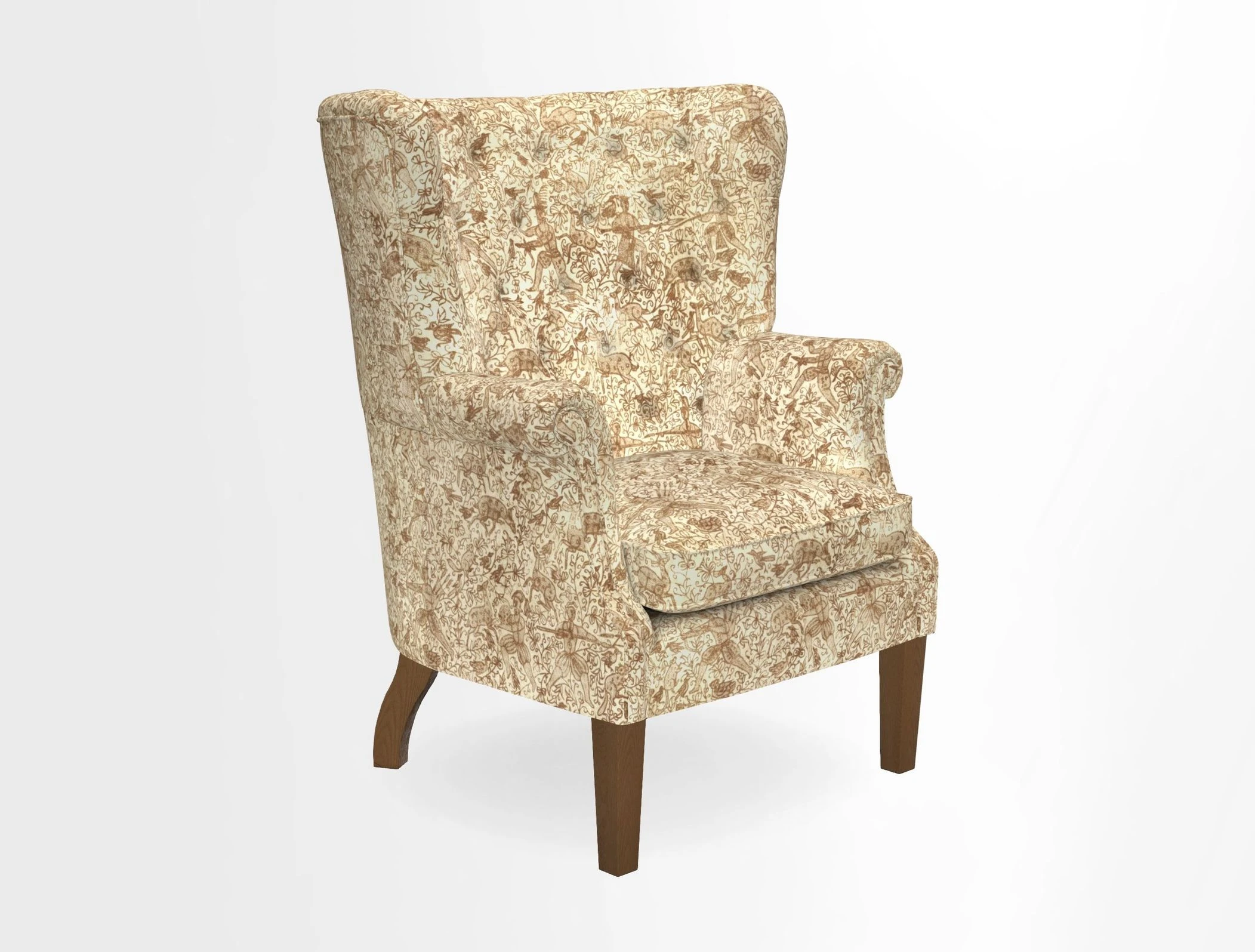 Whitewell Chair in RHS Collection Gertrude Jekyll Lattice Navy with Seat Back and Arms in Mohair Velvet Petrol