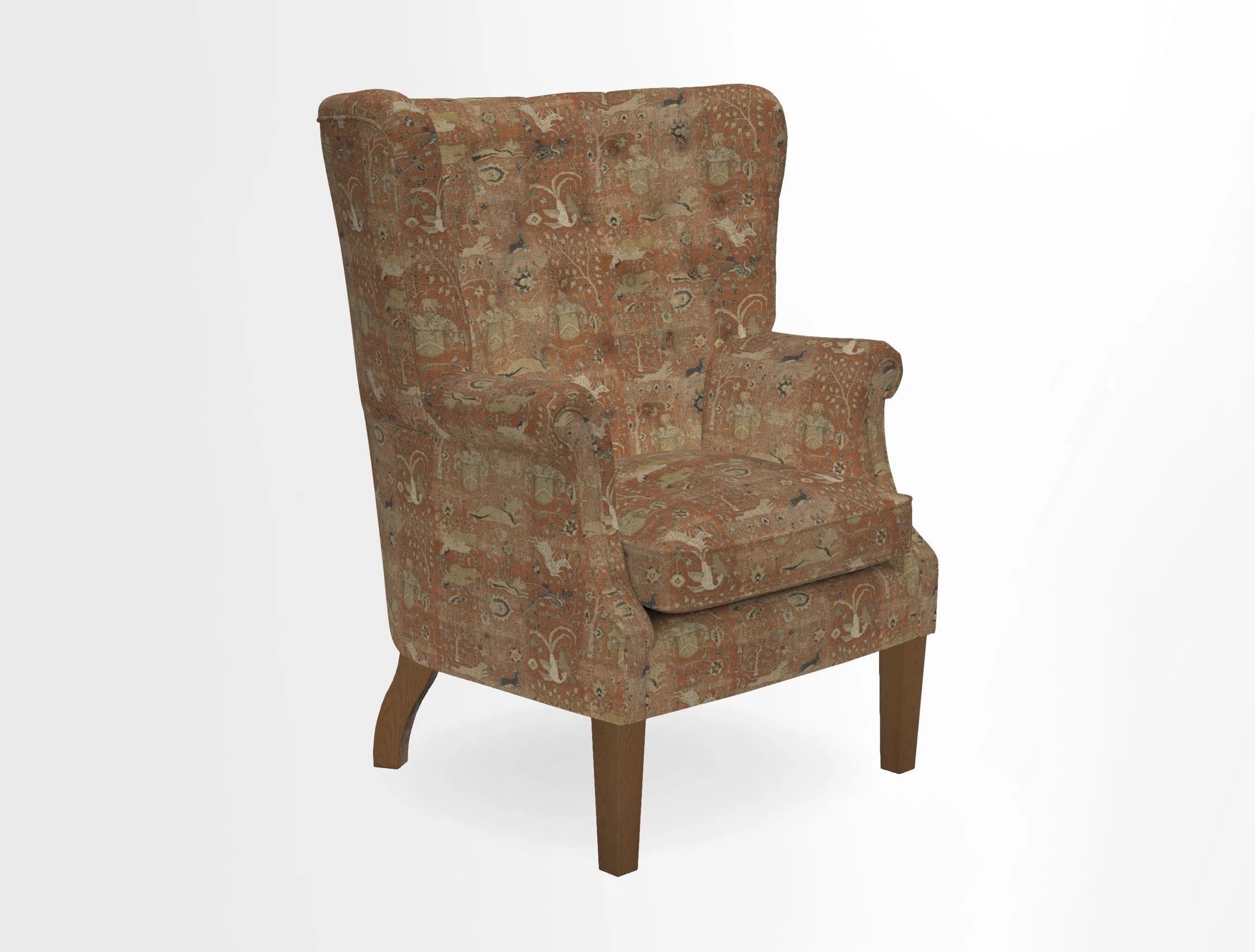 Whitewell Chair in RHS Collection Gertrude Jekyll Lattice Navy with Seat Back and Arms in Mohair Velvet Petrol