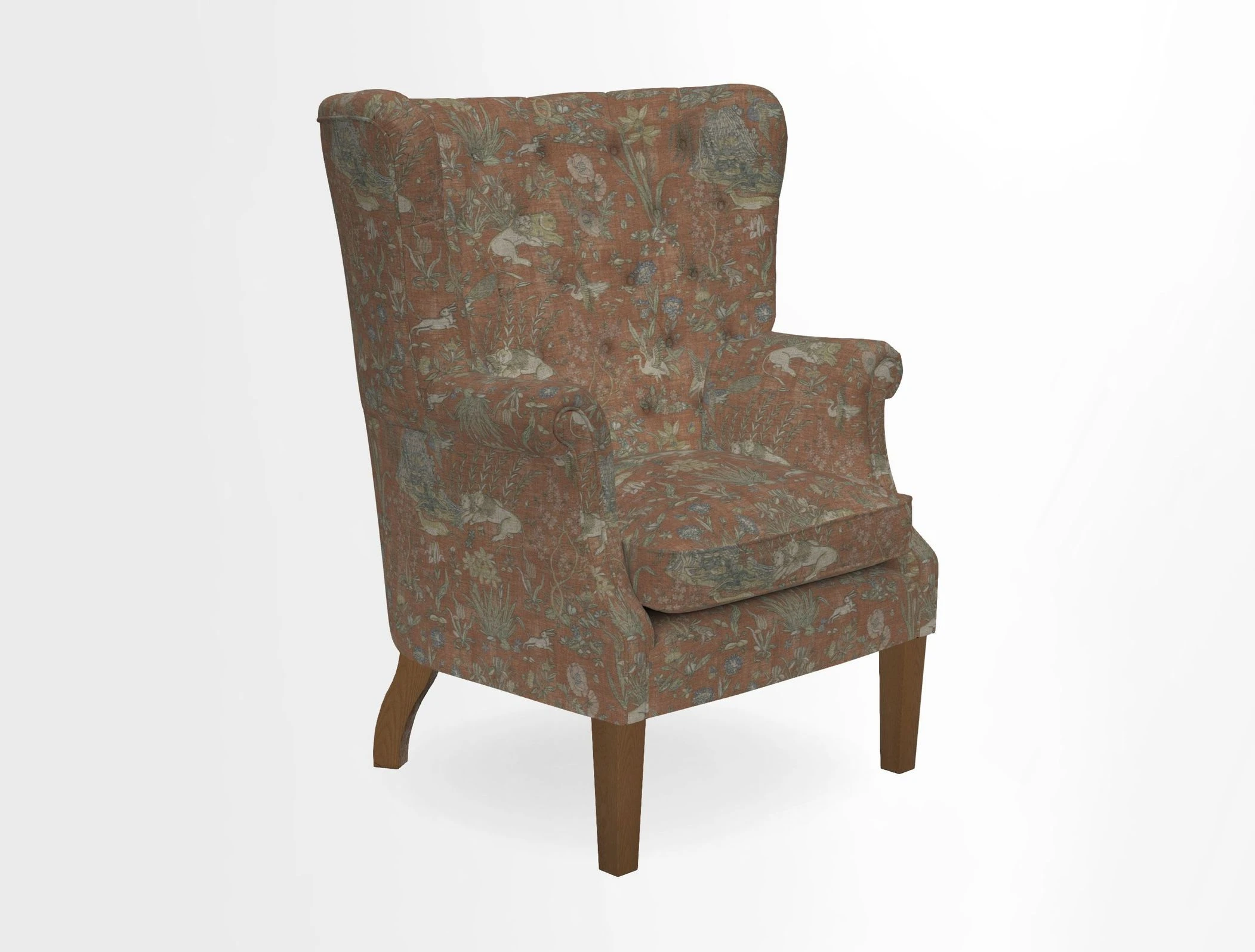 Whitewell Chair in RHS Collection Gertrude Jekyll Lattice Navy with Seat Back and Arms in Mohair Velvet Petrol