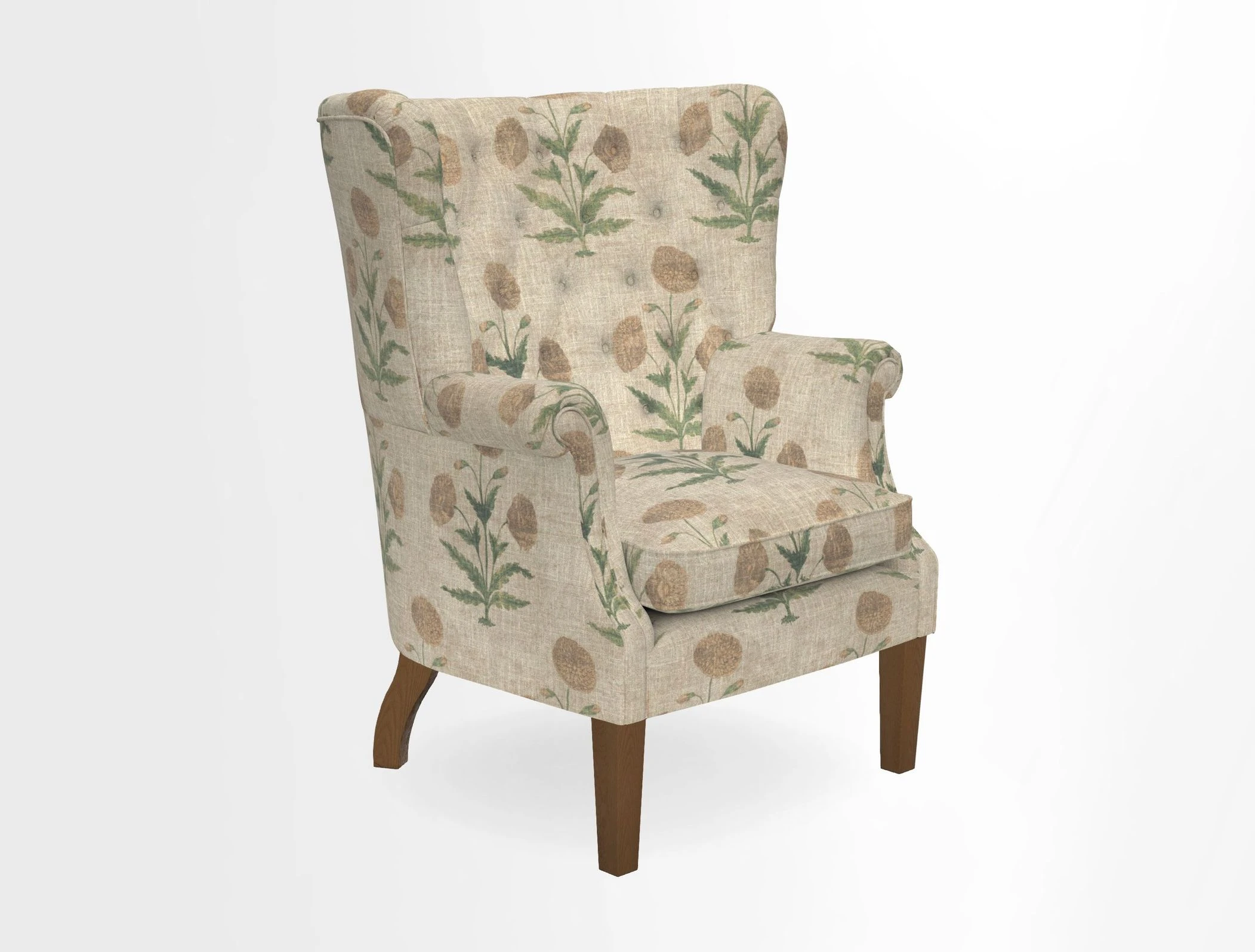 Whitewell Chair in RHS Collection Gertrude Jekyll Lattice Navy with Seat Back and Arms in Mohair Velvet Petrol