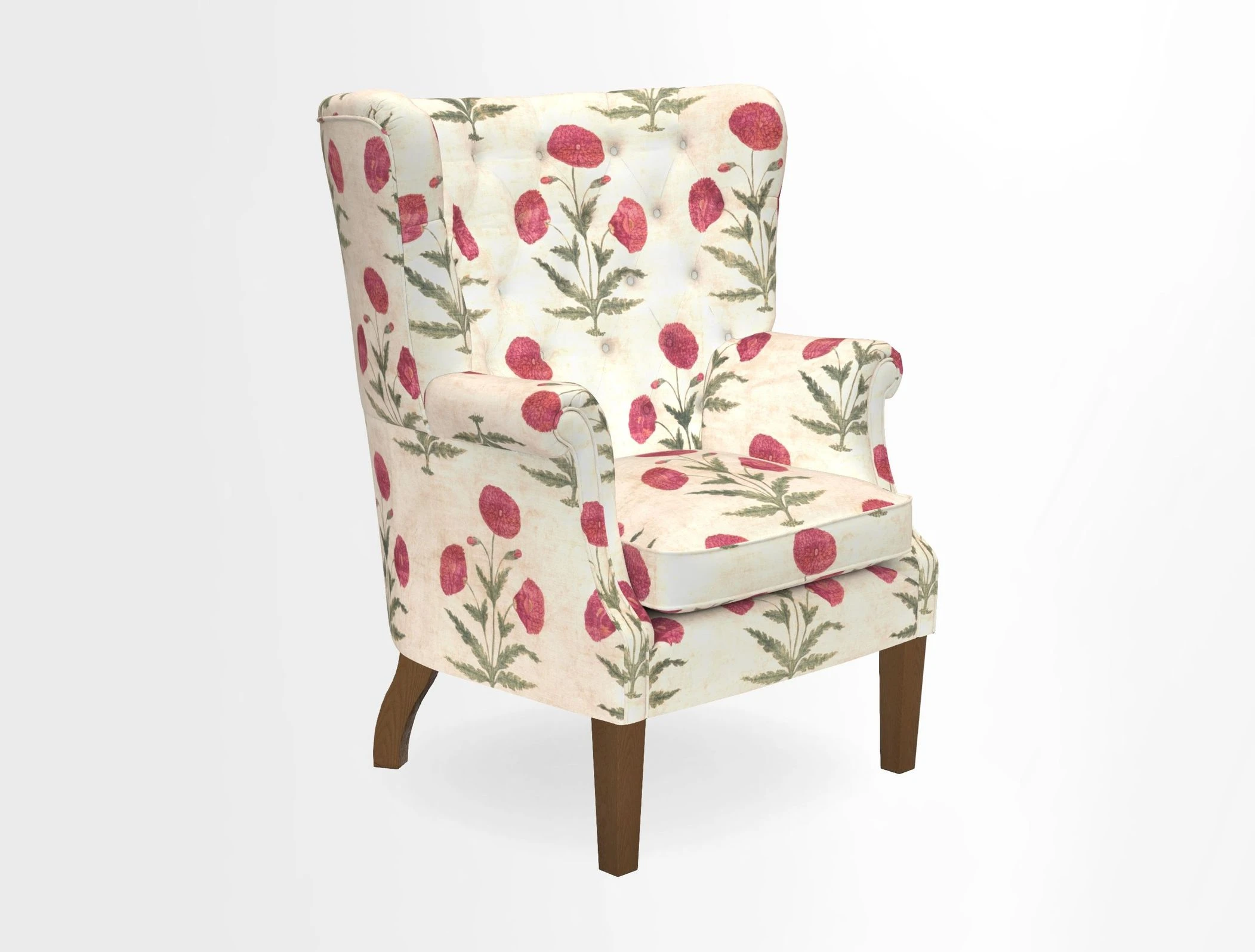 Whitewell Chair in RHS Collection Gertrude Jekyll Lattice Navy with Seat Back and Arms in Mohair Velvet Petrol