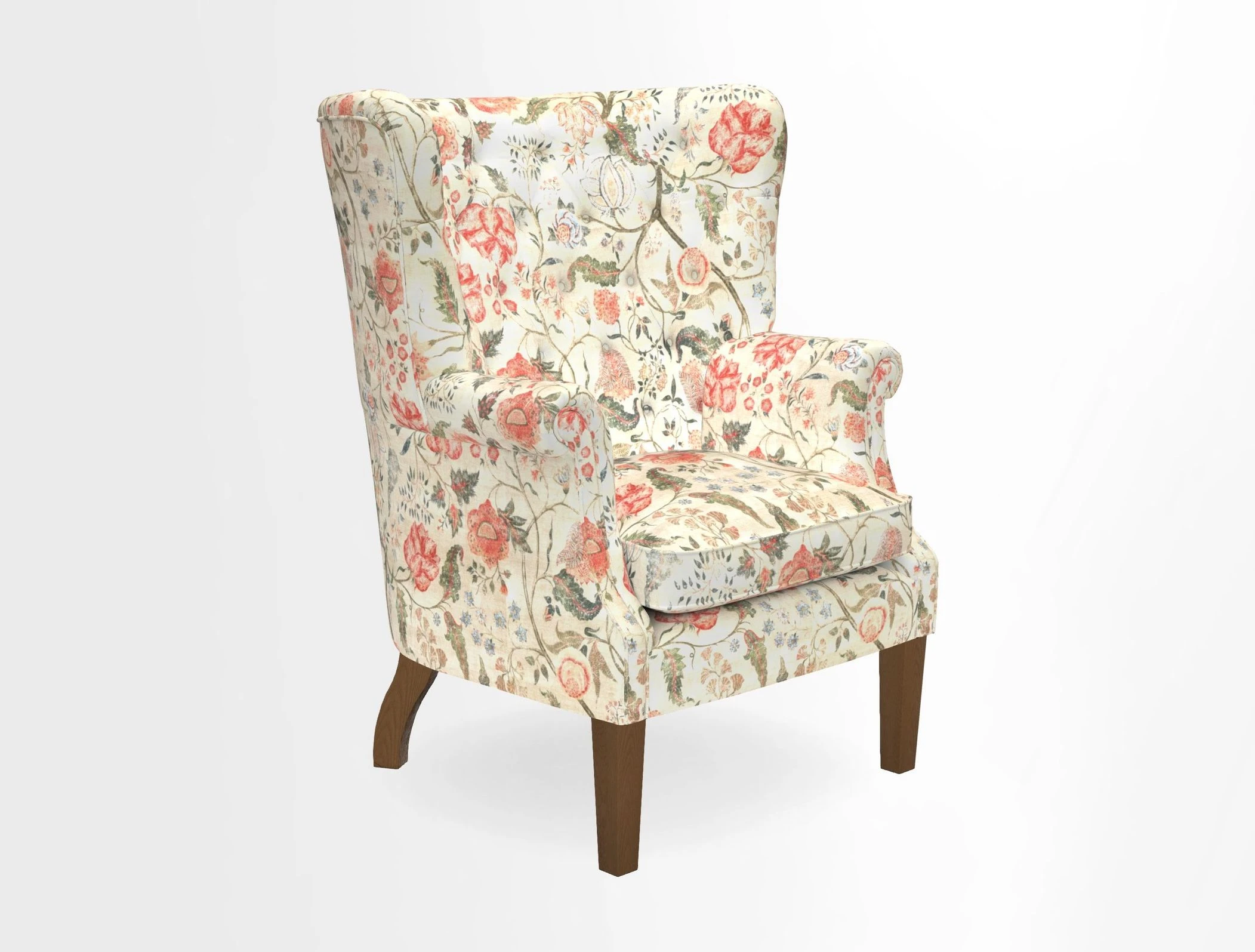 Whitewell Chair in RHS Collection Gertrude Jekyll Lattice Navy with Seat Back and Arms in Mohair Velvet Petrol