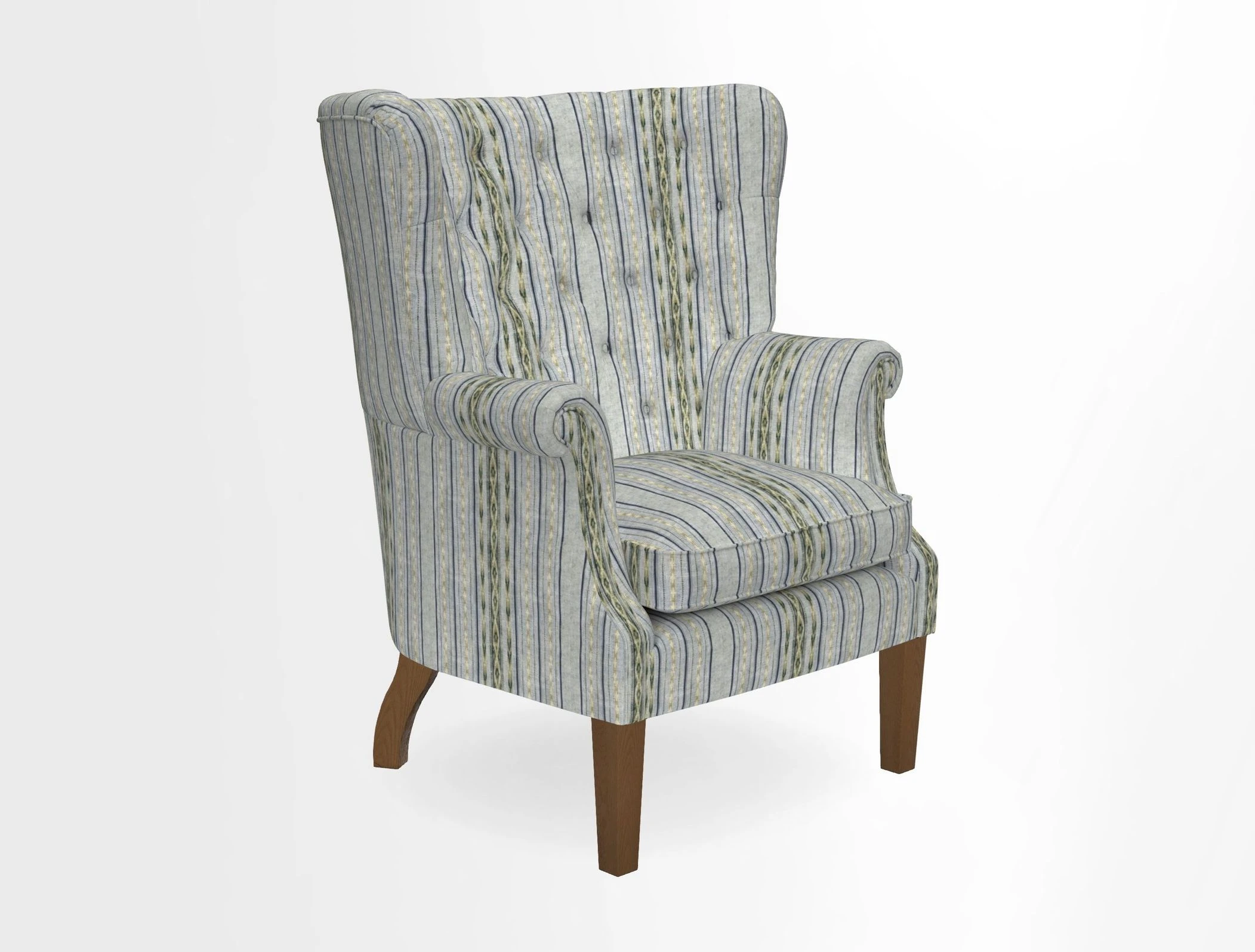 Whitewell Chair in RHS Collection Gertrude Jekyll Lattice Navy with Seat Back and Arms in Mohair Velvet Petrol