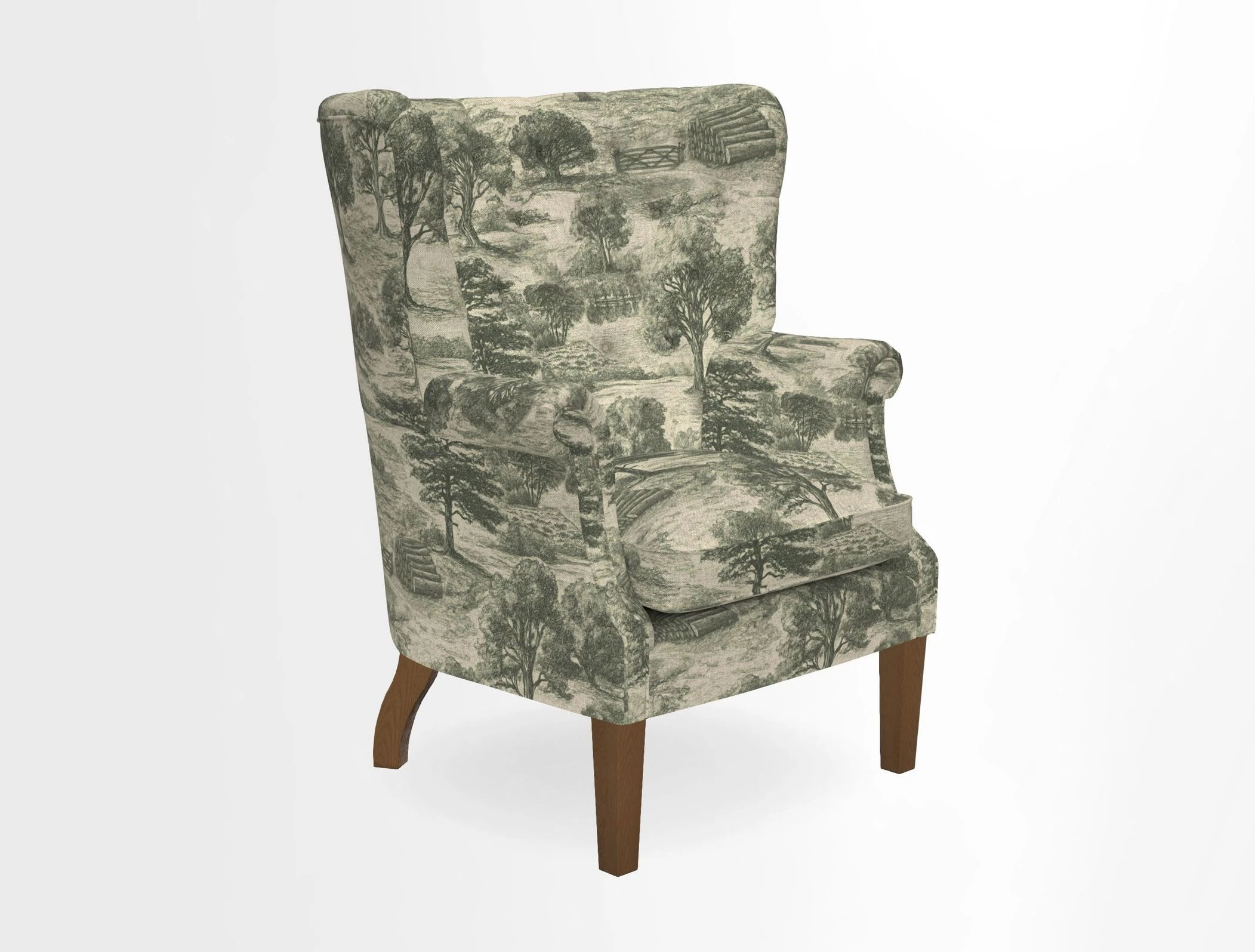 Whitewell Chair in RHS Collection Gertrude Jekyll Lattice Navy with Seat Back and Arms in Mohair Velvet Petrol