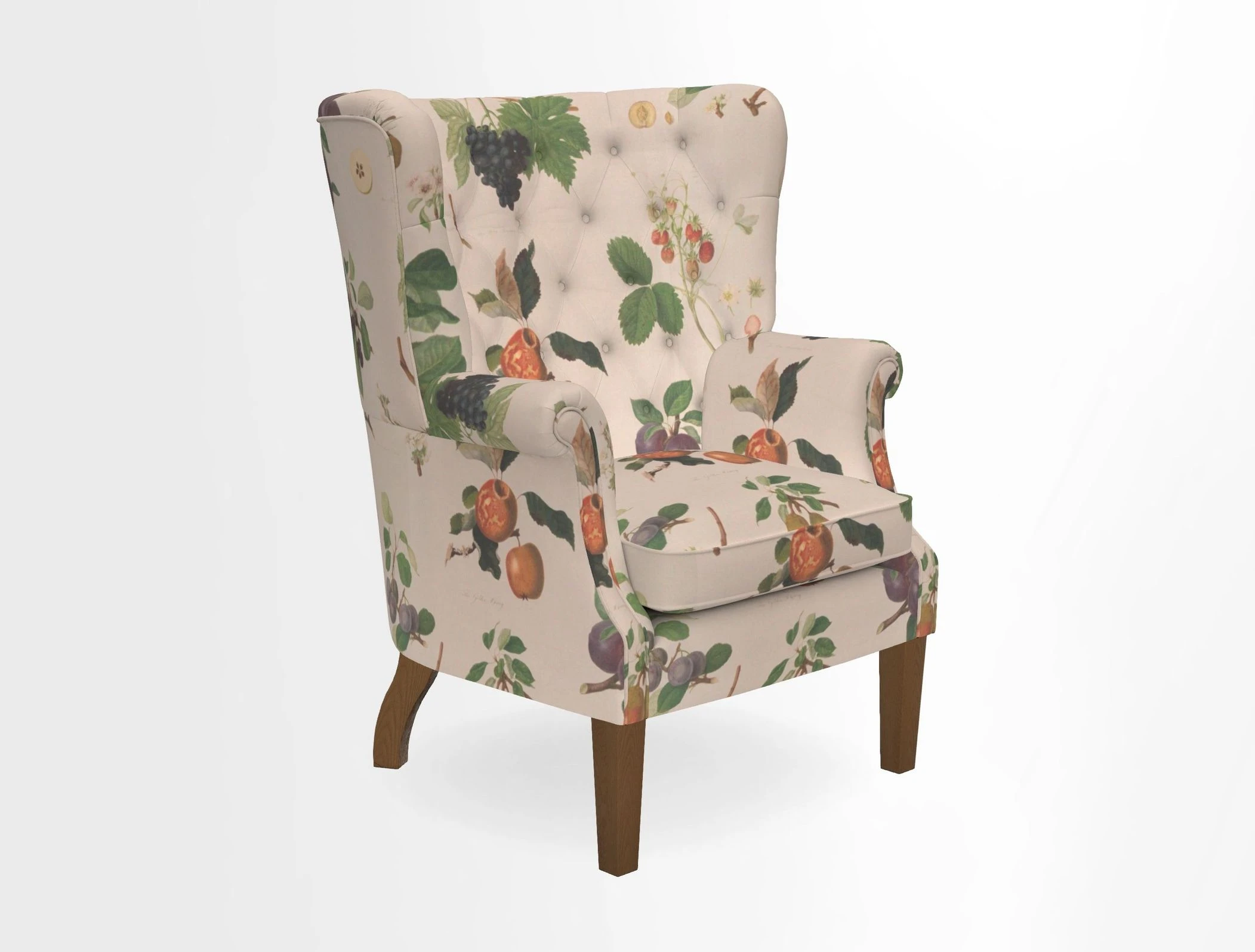 Whitewell Chair in RHS Collection Gertrude Jekyll Lattice Navy with Seat Back and Arms in Mohair Velvet Petrol