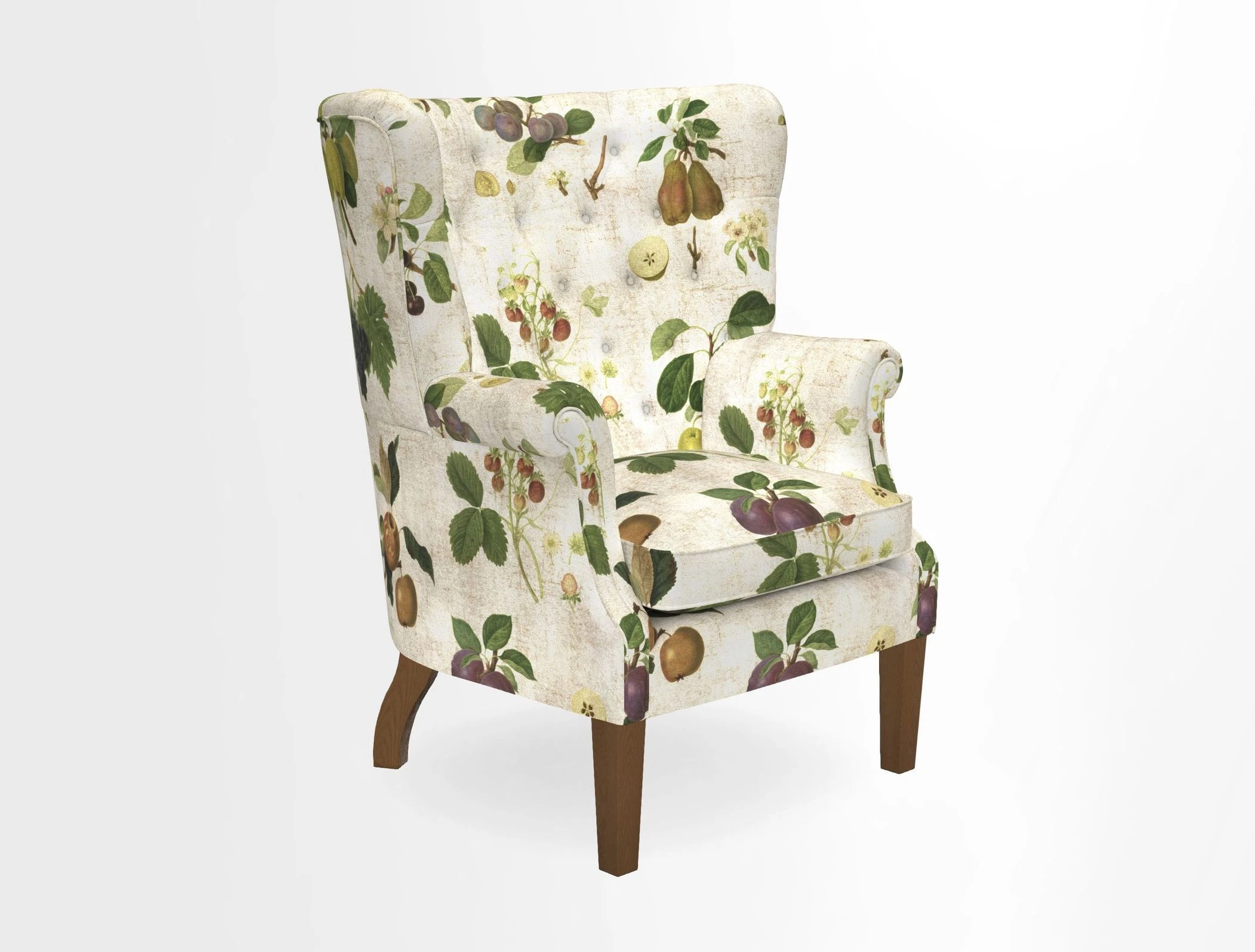 Whitewell Chair in RHS Collection Gertrude Jekyll Lattice Navy with Seat Back and Arms in Mohair Velvet Petrol