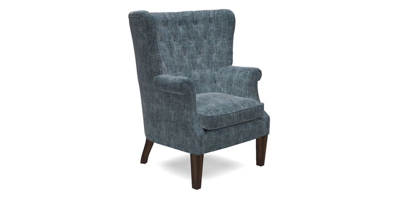 Whitewell Chair in RHS Collection Gertrude Jekyll Lattice Navy with Seat Back and Arms in Mohair Velvet Petrol