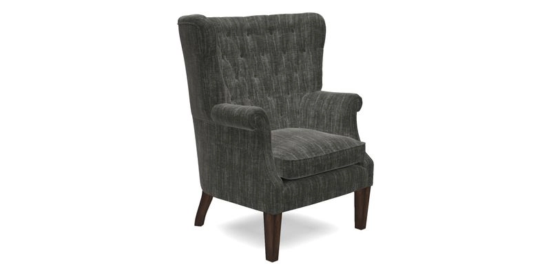 Whitewell Chair in RHS Collection Gertrude Jekyll Lattice Navy with Seat Back and Arms in Mohair Velvet Petrol