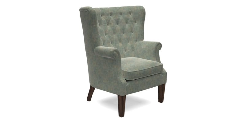 Whitewell Chair in RHS Collection Gertrude Jekyll Lattice Navy with Seat Back and Arms in Mohair Velvet Petrol