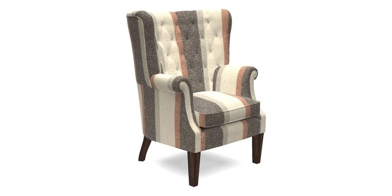 Whitewell Chair in RHS Collection Gertrude Jekyll Lattice Navy with Seat Back and Arms in Mohair Velvet Petrol