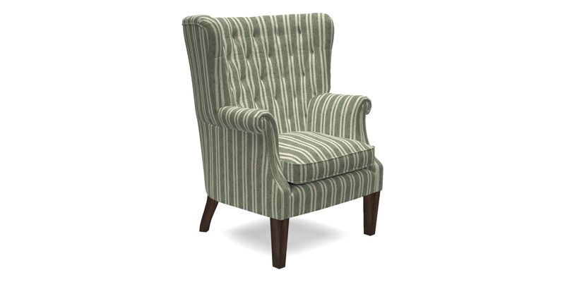 Whitewell Chair in RHS Collection Gertrude Jekyll Lattice Navy with Seat Back and Arms in Mohair Velvet Petrol