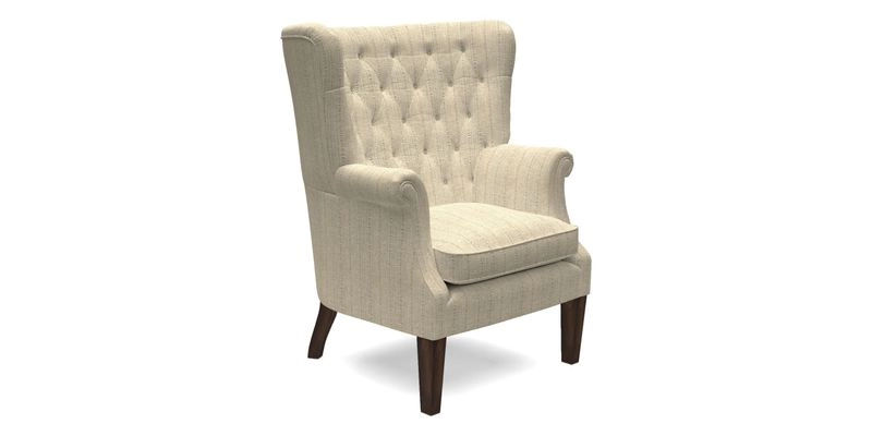 Whitewell Chair in RHS Collection Gertrude Jekyll Lattice Navy with Seat Back and Arms in Mohair Velvet Petrol