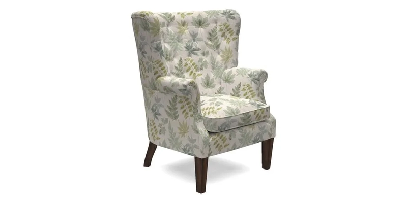 Whitewell Chair in RHS Collection Gertrude Jekyll Lattice Navy with Seat Back and Arms in Mohair Velvet Petrol