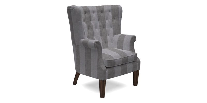 Whitewell Chair in RHS Collection Gertrude Jekyll Lattice Navy with Seat Back and Arms in Mohair Velvet Petrol